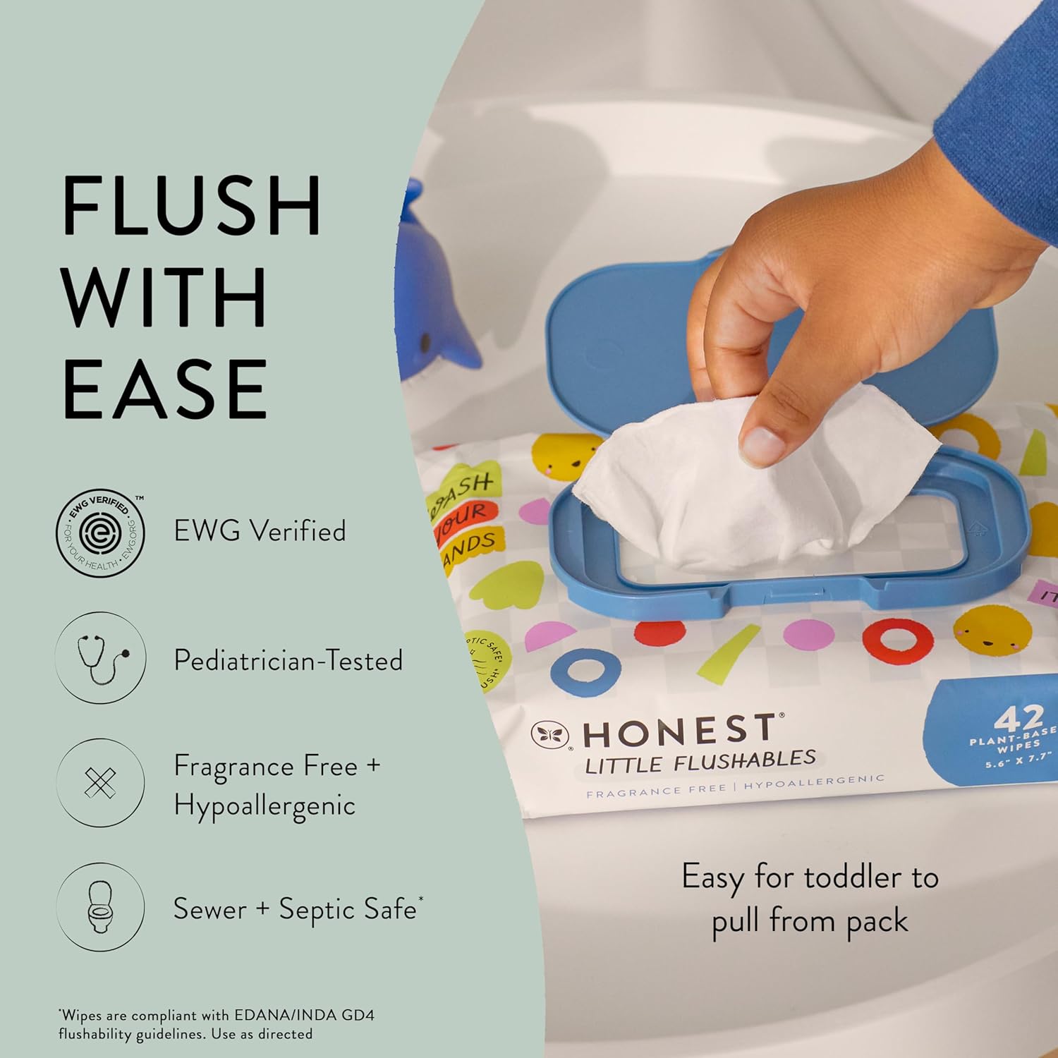 Alternative view of The Honest Company Toddler Hypoallergenic Flushable Wipes, 126 Count