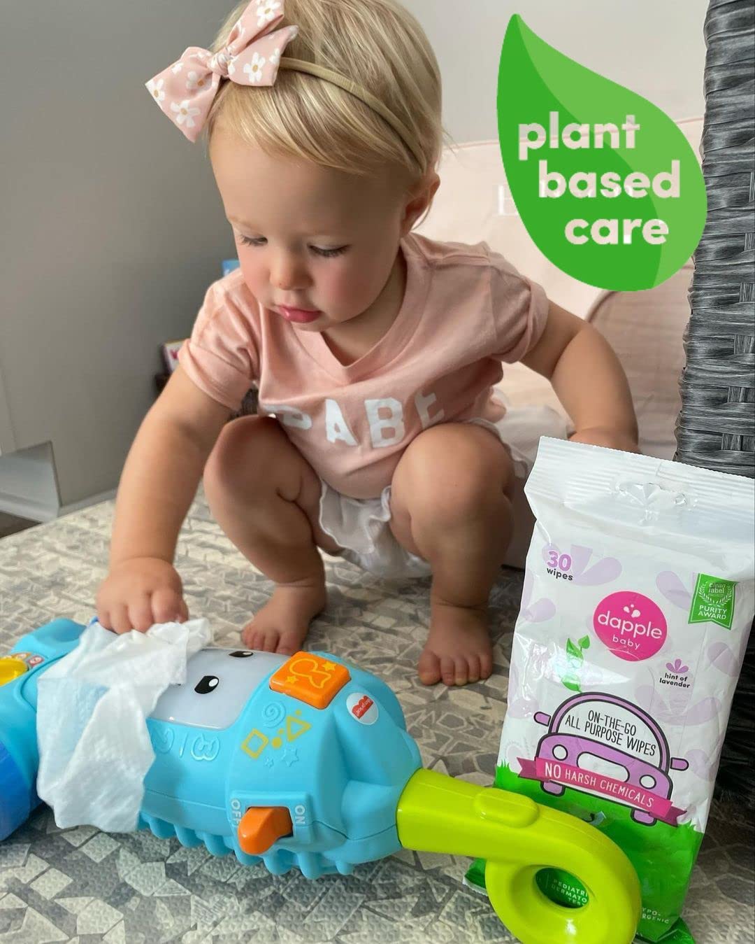Dapple Baby All Purpose Wipes, Hypoallergenic & Powered by Plants Cleaning Wipes, Hint of Lavender, 30 Count (Pack of 2)
