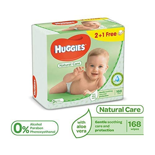 HuggiesBaby wipes Natural Care with Aloe Vera, 56 Count, Pack of 12, Total 672 Wipes