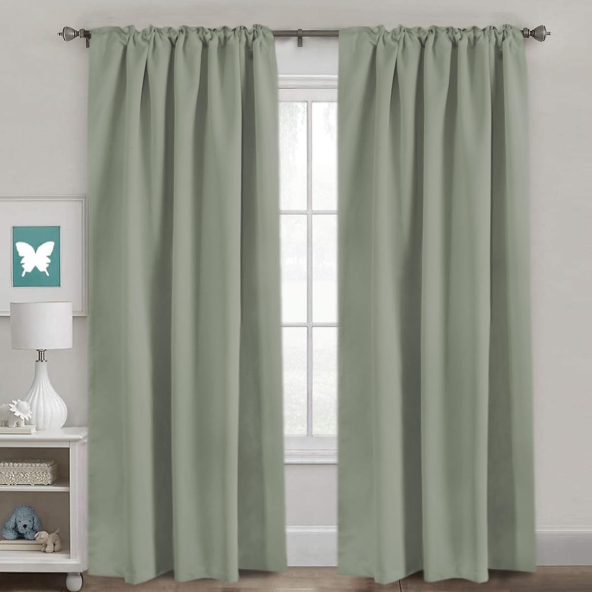 Alternative view of H.VERSAILTEX Blackout Curtains Thermal Insulated Window Treatment Panels Room Darkening Blackout Drapes for Living Room Back Tab/Rod Pocket Bedroom Draperies, 52 x 84 Inch, Light Sage, 2 Panels