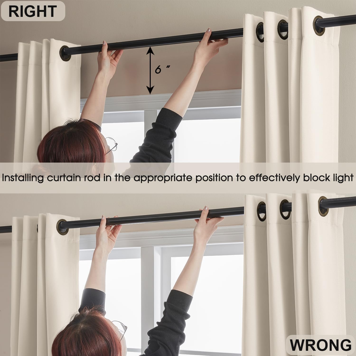 Alternative view of Rutterllow 100% Blackout Curtain 2 Panels, Heat and Full Light Blocking Drapes with Grommets for Bedroom,Thermal Insulated Window Treatment Drapes for Living Room (Beige, 2 Panels, 52 x 36 inch)