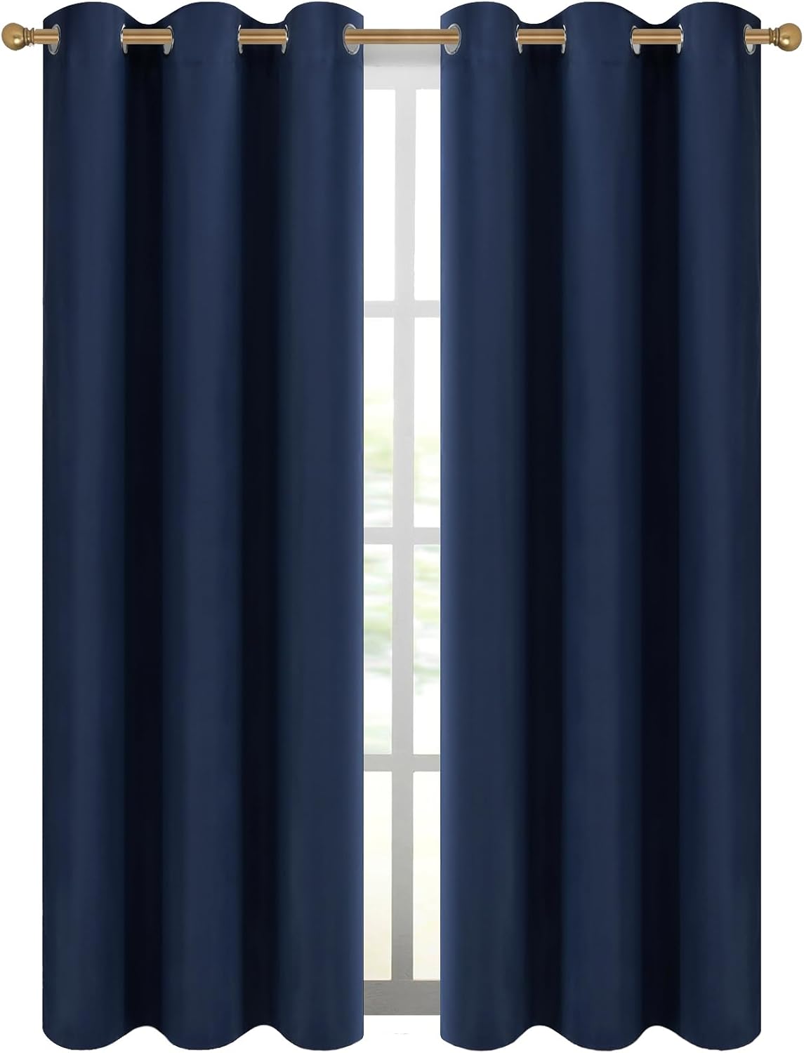 Alternative view of Diraysid Blackout Curtains for Bedroom Grommet Thermal Insulated Room Darkening Curtains (42 x 84 Inch, 2 Panels, Navy Blue)