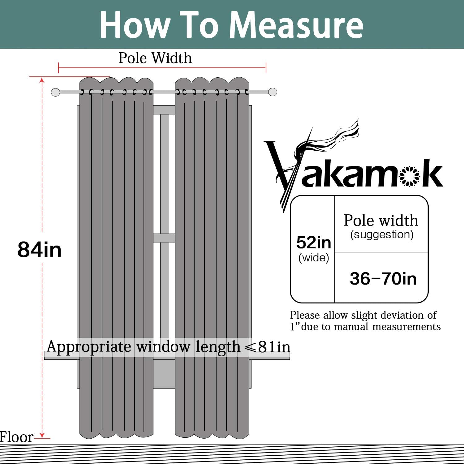 Yakamok 100% Blackout Curtains 84 Inches Long, 2 Thick Layers Heat and Full Light Blocking Soft Thermal Insulated Drapes for Bedroom(52" Wide Each Panel, Grey, 2 Panels)