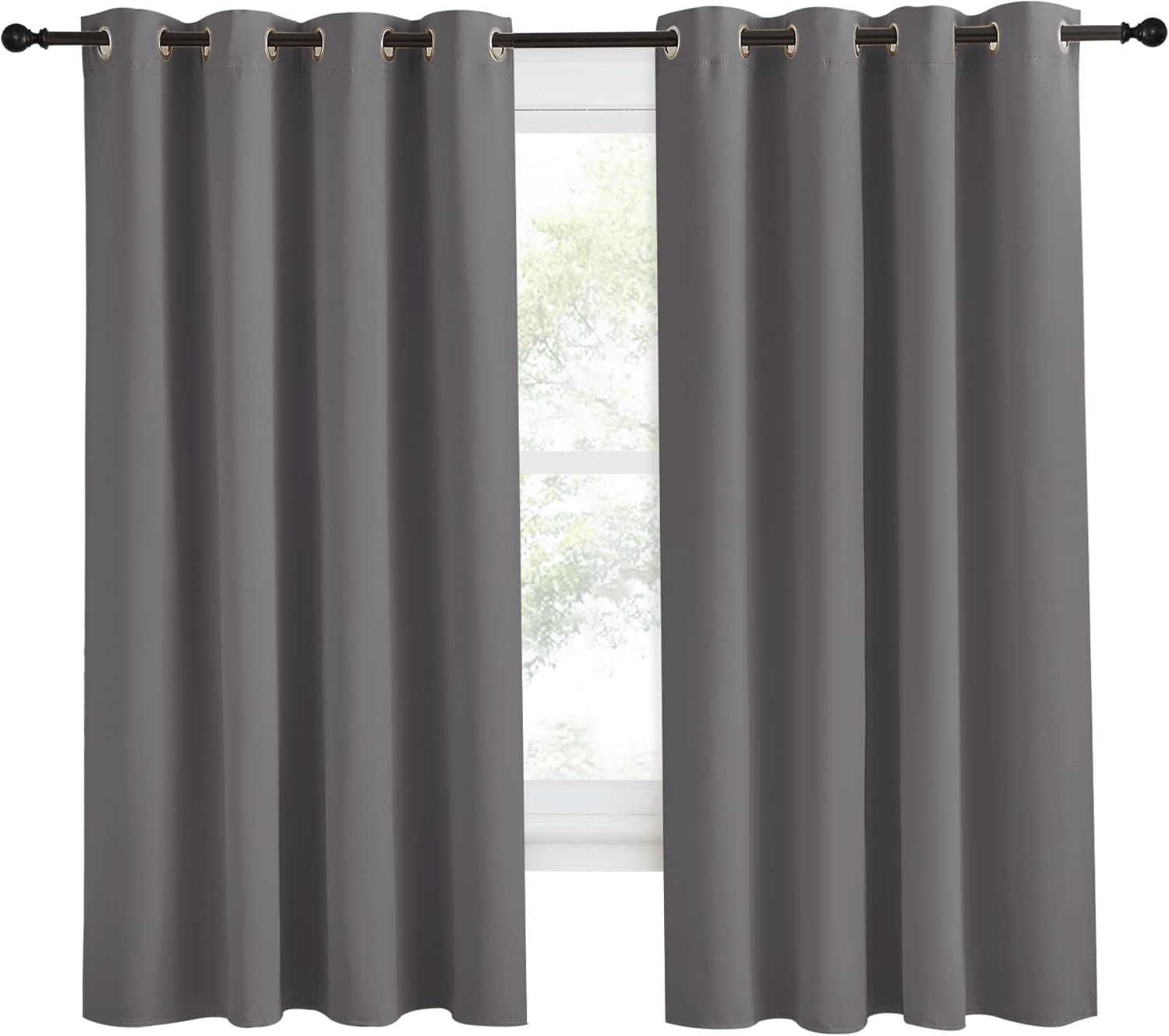 NICETOWN Grey Blackout Curtain 68 inch Long, 55 inches Width, 1 Panel, Thermal Insulated Window Treatment with Grommet Room Darkening Thermal Insulated Panel for Bedroom/Living Room