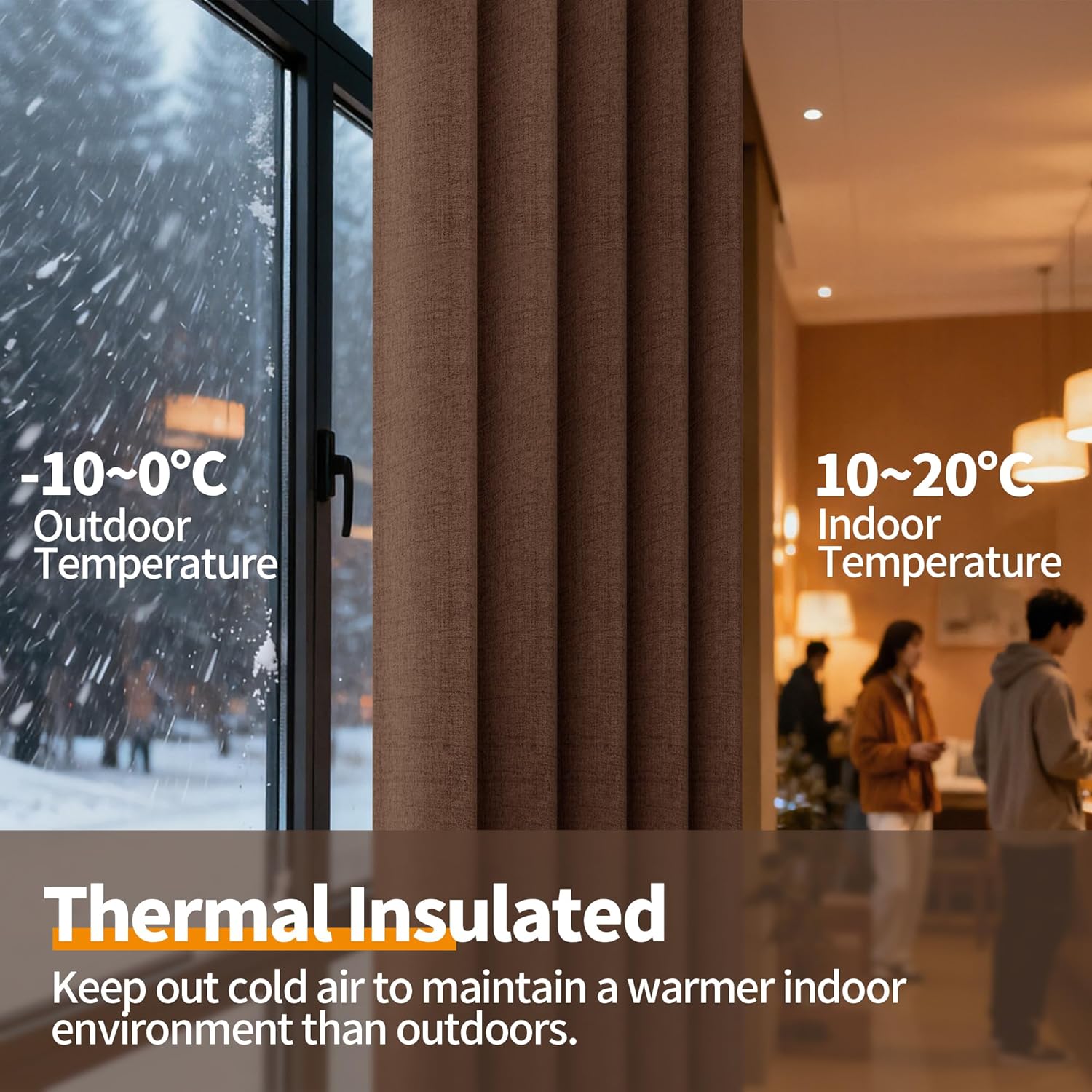 Alternative view of YoungsTex Dark Brown Linen Blackout Curtains 84 Inches Long for Bedroom, Chocolate Thermal Insulated Drapes with Grommet Full Room Darkening Privacy for Living Room, 2 Panels, 52 X 84 Inch