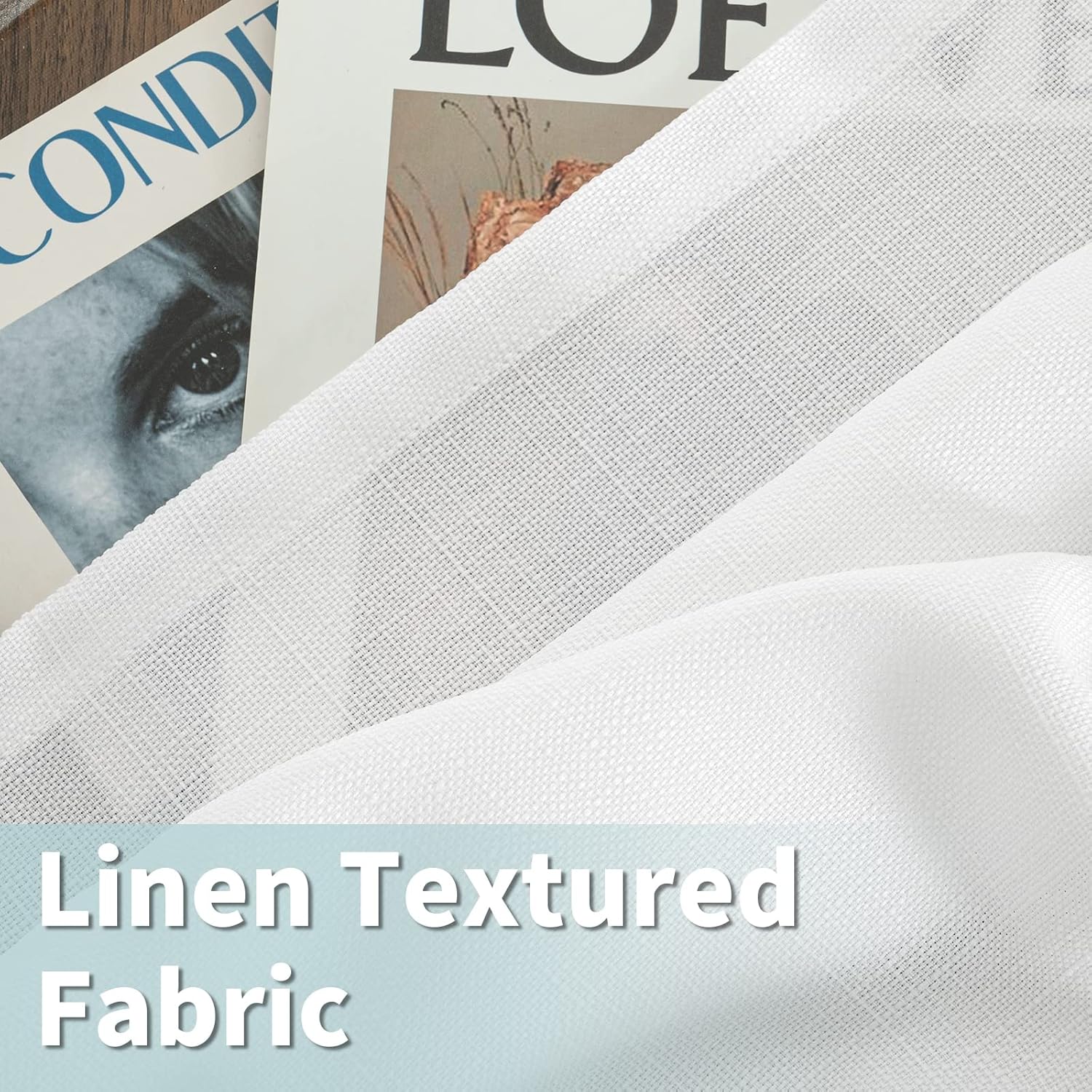 Alternative view of LAMIT White Linen Curtains 84 inches Long 2 Panels, Grommet Semi Sheer Light Filtering Neutral Panels Faux Linen Textured Privacy Living Room Drapes for Bedroom/Farmhouse, 52 x 84 Inch