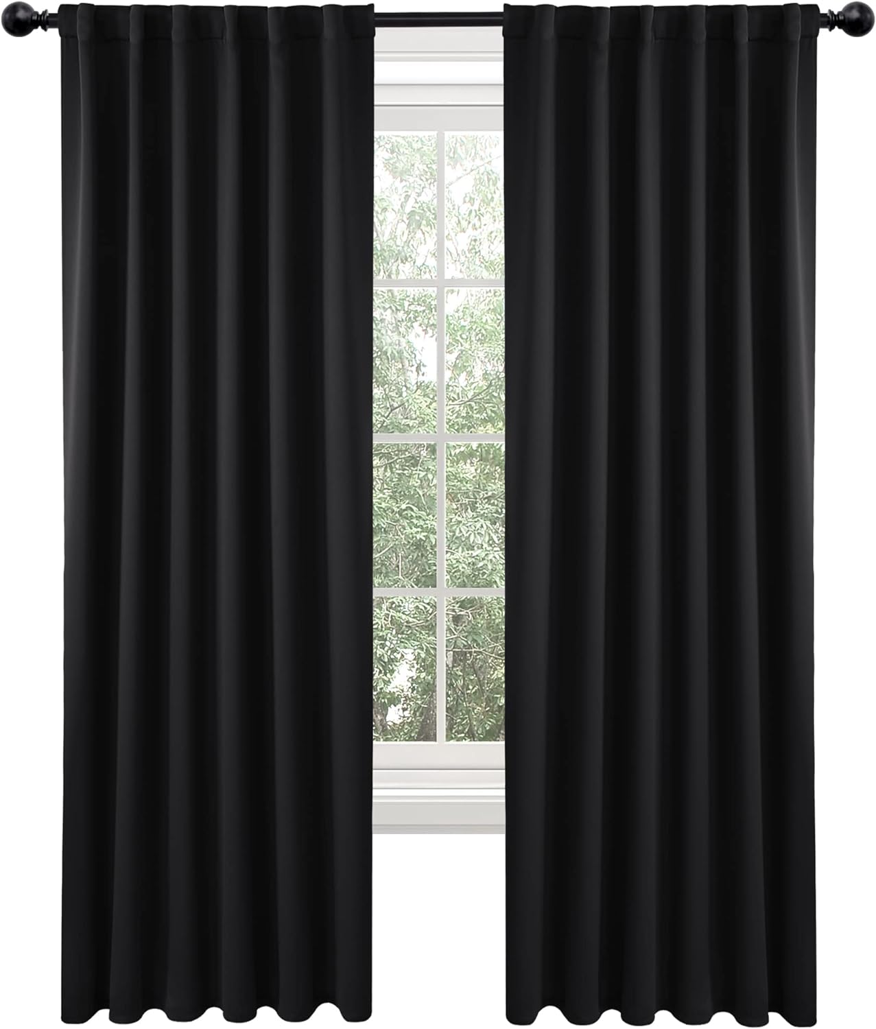 Alternative view of Deconovo Blackout Curtains 84 Inches Long, Black Blackout Curtains for Bedroom - 2 Panels, 52x84 Inch, Room Darkening Curtains for Living Room, Back Tab and Rod Pocket Black Curtains