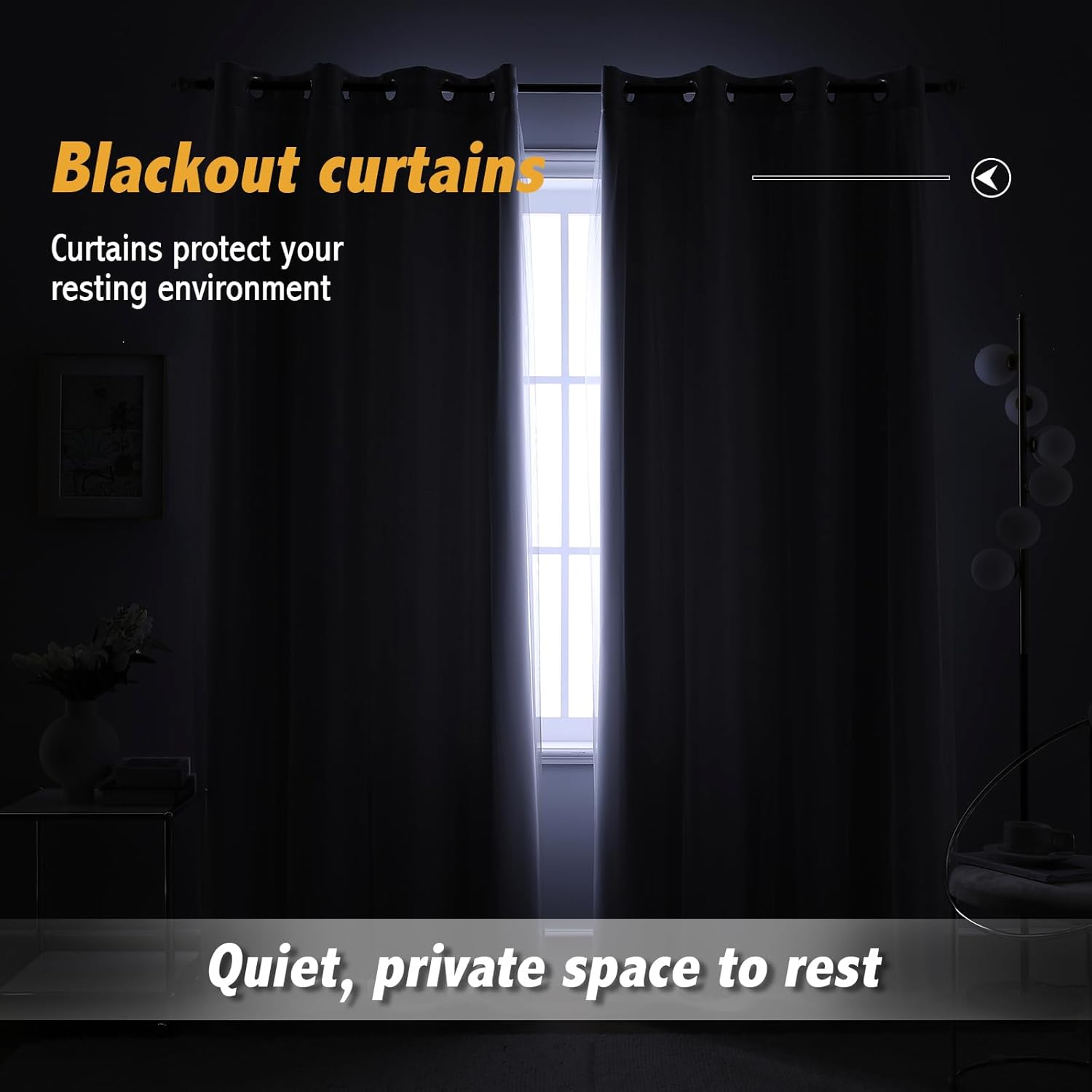 Anytime Home Curtains Blackout and Sheer Layered Solid Window Curtain Panel Pair with Grommet Top, 52Wx63L,Greyish White - Image 3