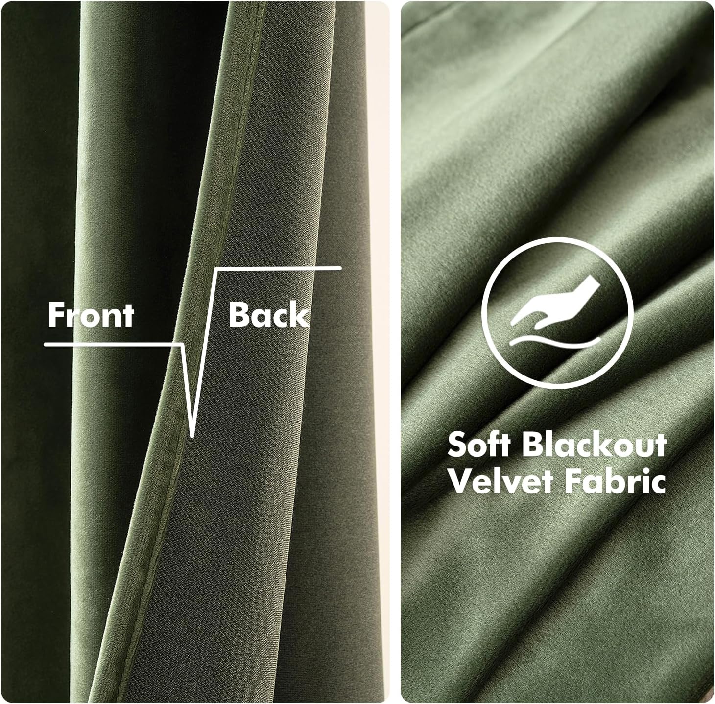 Alternative view of MIULEE Velvet Curtains Olive Green Elegant Grommet Curtains Thermal Insulated Soundproof Room Darkening Drapes for Classical Living Room Bedroom Decor 52 x 84 Inch Set of 2