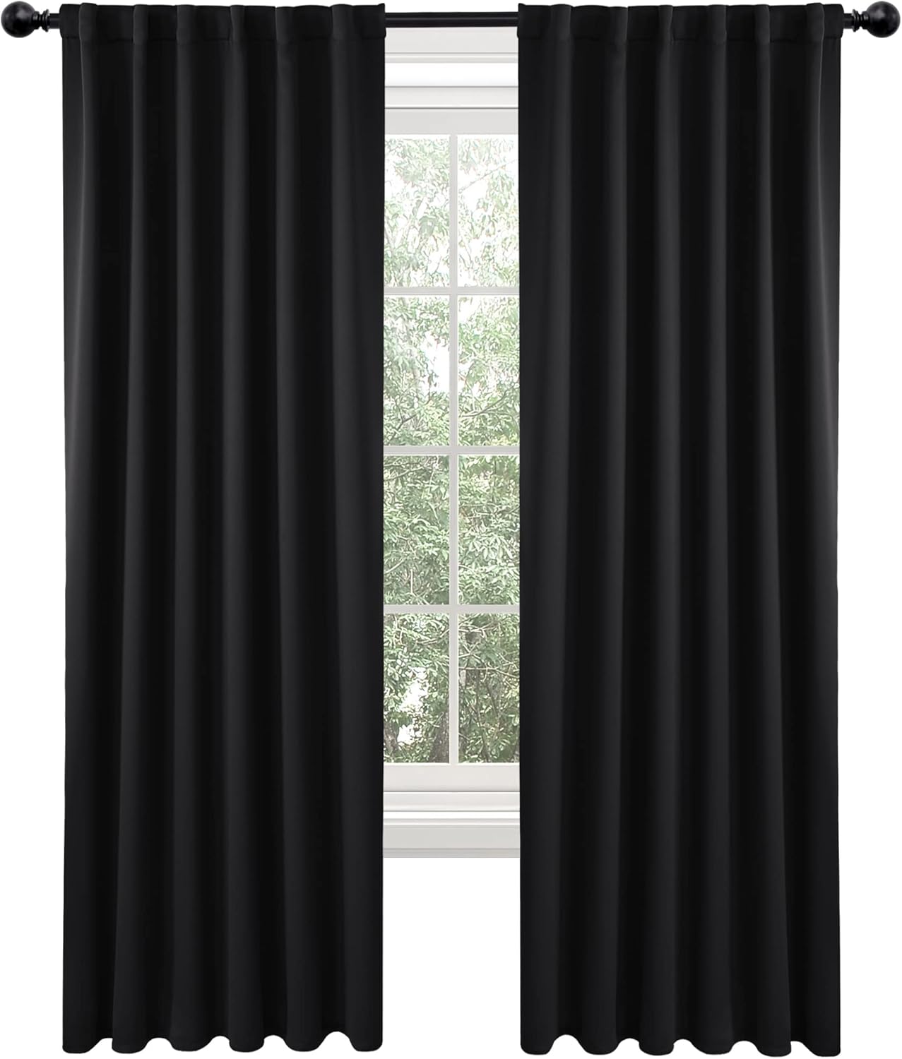 Alternative view of Deconovo Blackout Curtains 84 Inches Long, Black Blackout Curtains for Bedroom - 2 Panels, 52x84 Inch, Room Darkening Curtains for Living Room, Back Tab and Rod Pocket Black Curtains