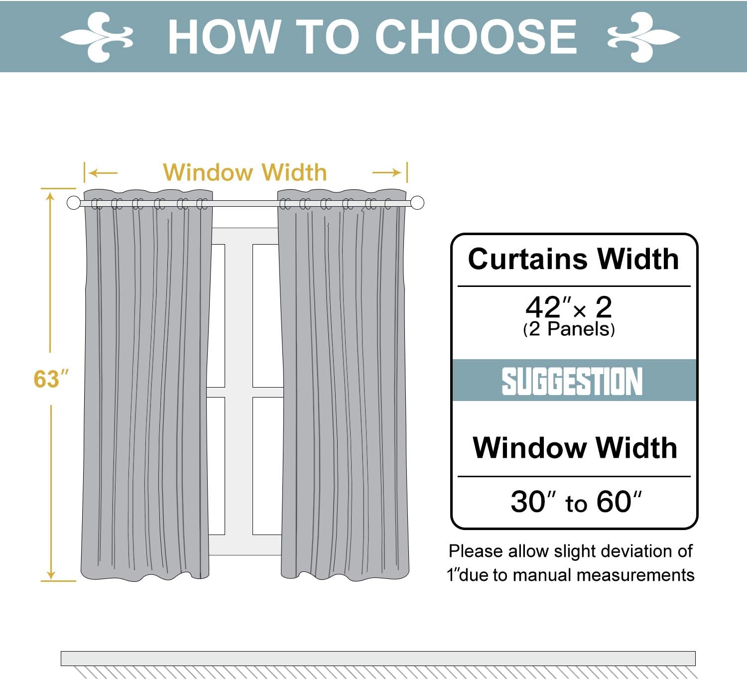 ChrisDowa 100% Blackout Curtains for Bedroom with Black Liner, 2 Thick Layers Total Blackout Thermal Insulated Grommet Window Curtains 63 Inch Length 2 Panels Set (Light Grey, 42 x 63 Inch)