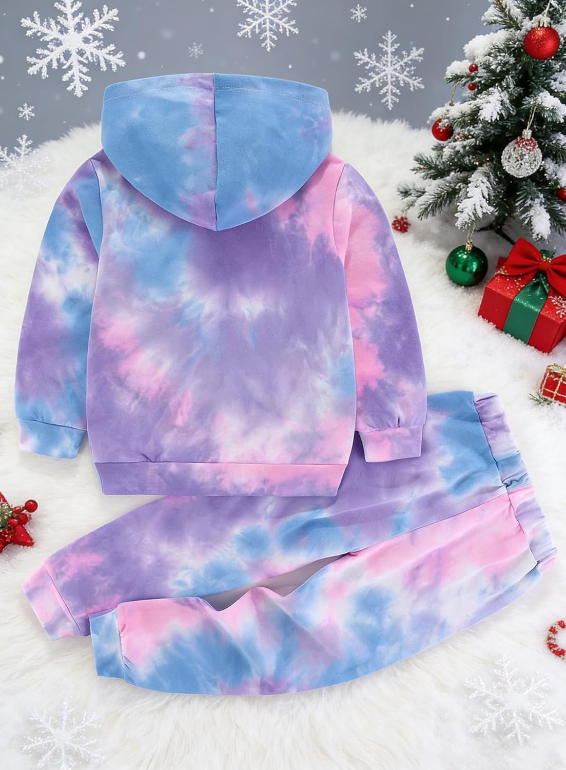 Toddler Baby Girls Tie Dye Hoodie Sets - Valentines Daddy's Little Girl Outfits Kids Sweatsuit Pants Clothes Set