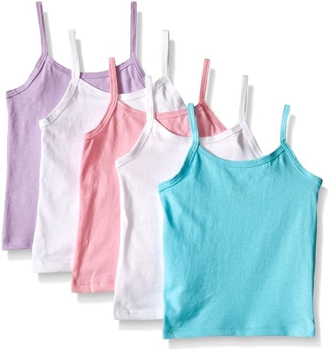 Hanes Girls' Camisole, 100% Cotton Tagless Cami, Toddler Sizing, Multiple Packs & Colors Available