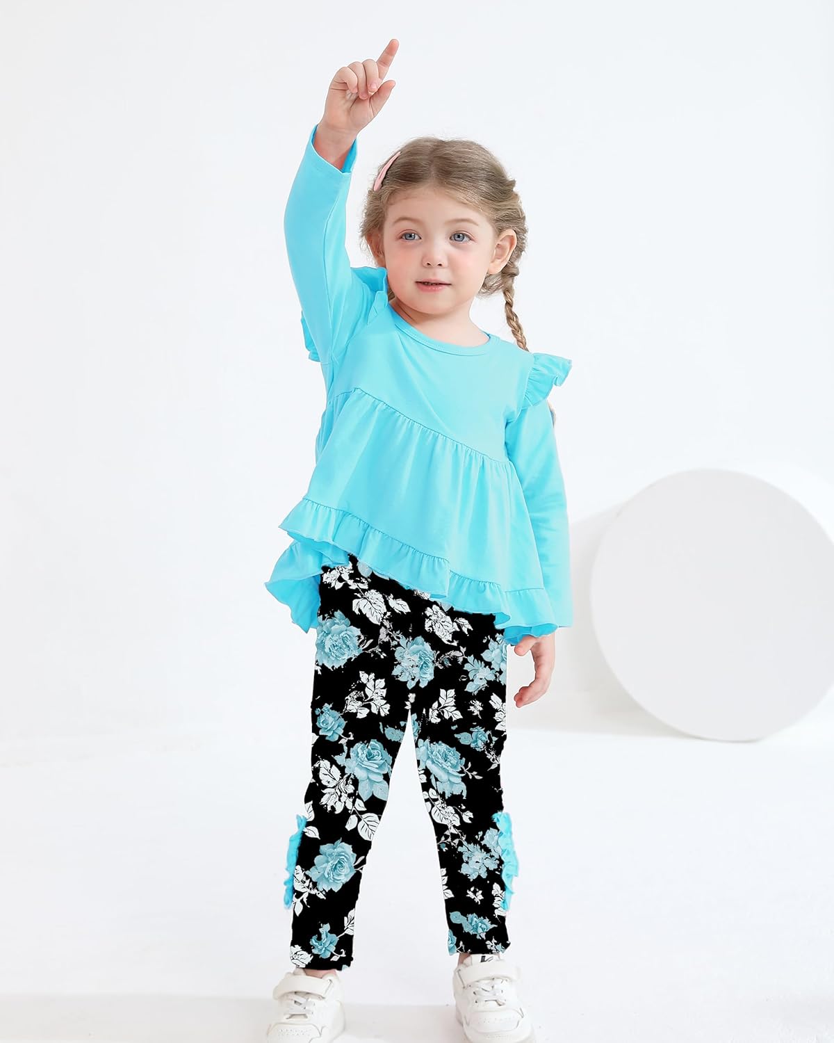 Weebaby Baby Girl Clothes Infant Toddler Girl Clothing Ruffle Shirt High Low Top Floral Allover Pant Little Girls Clothes