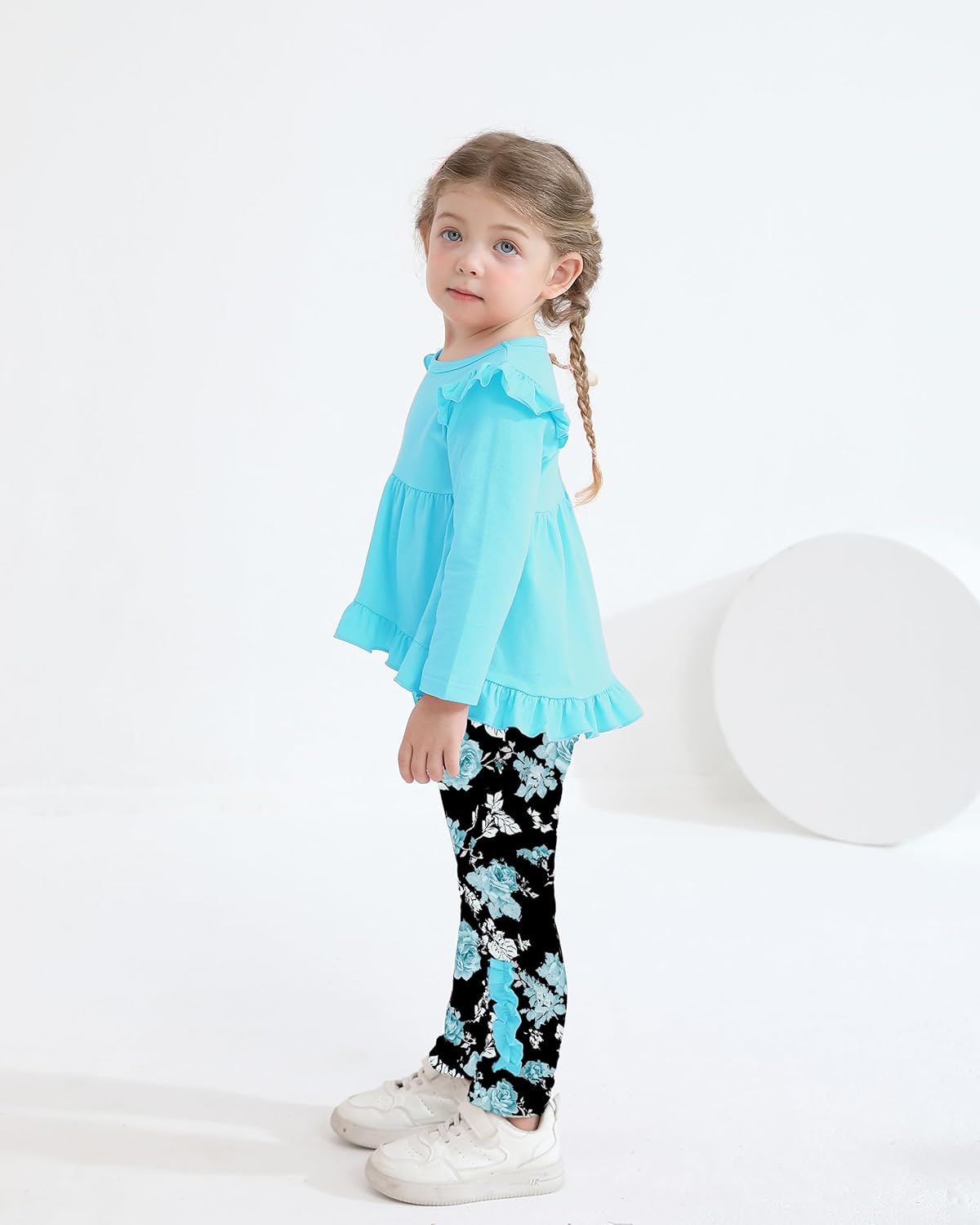 Alternative view of Weebaby Baby Girl Clothes Infant Toddler Girl Clothing Ruffle Shirt High Low Top Floral Allover Pant Little Girls Clothes