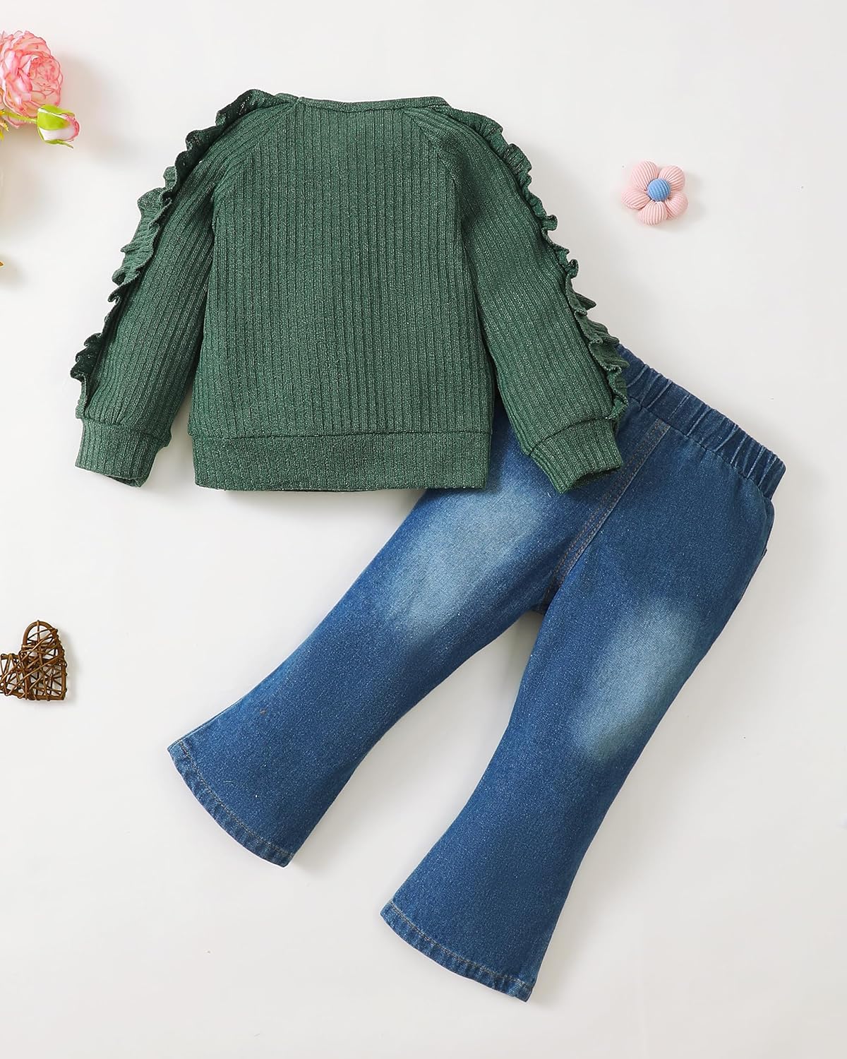 Alternative view of Baby Toddler Girl Clothes Outfits Kids Sweatshirt Jeans Set Denim Pants Little Girls Clothes Toddler Outfit for Girls