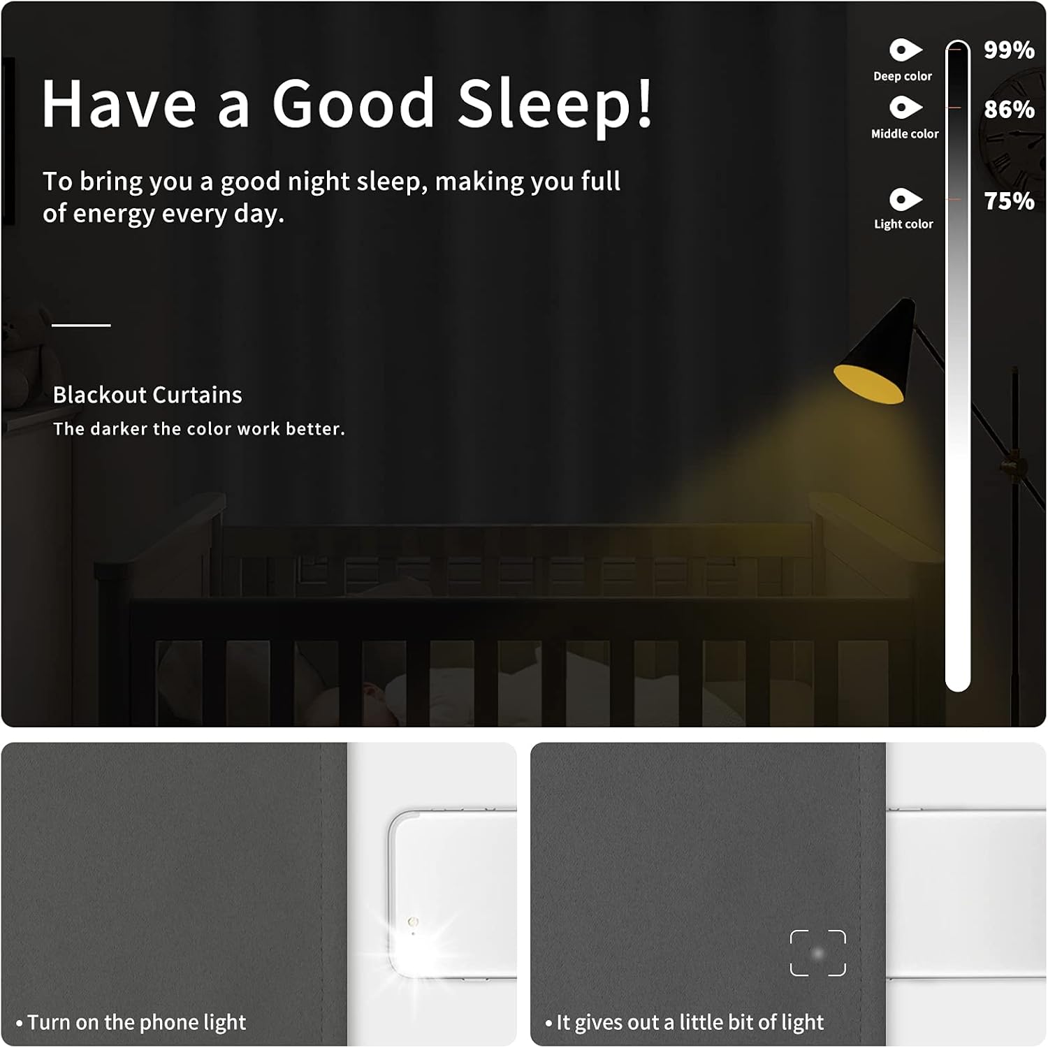 Alternative view of Easy-Going Blackout Curtains for Bedroom, Solid Thermal Insulated Grommet and Noise Reduction Window Drapes, Room Darkening Curtains for Living Room, 2 Panels(42x63 in, Gray)