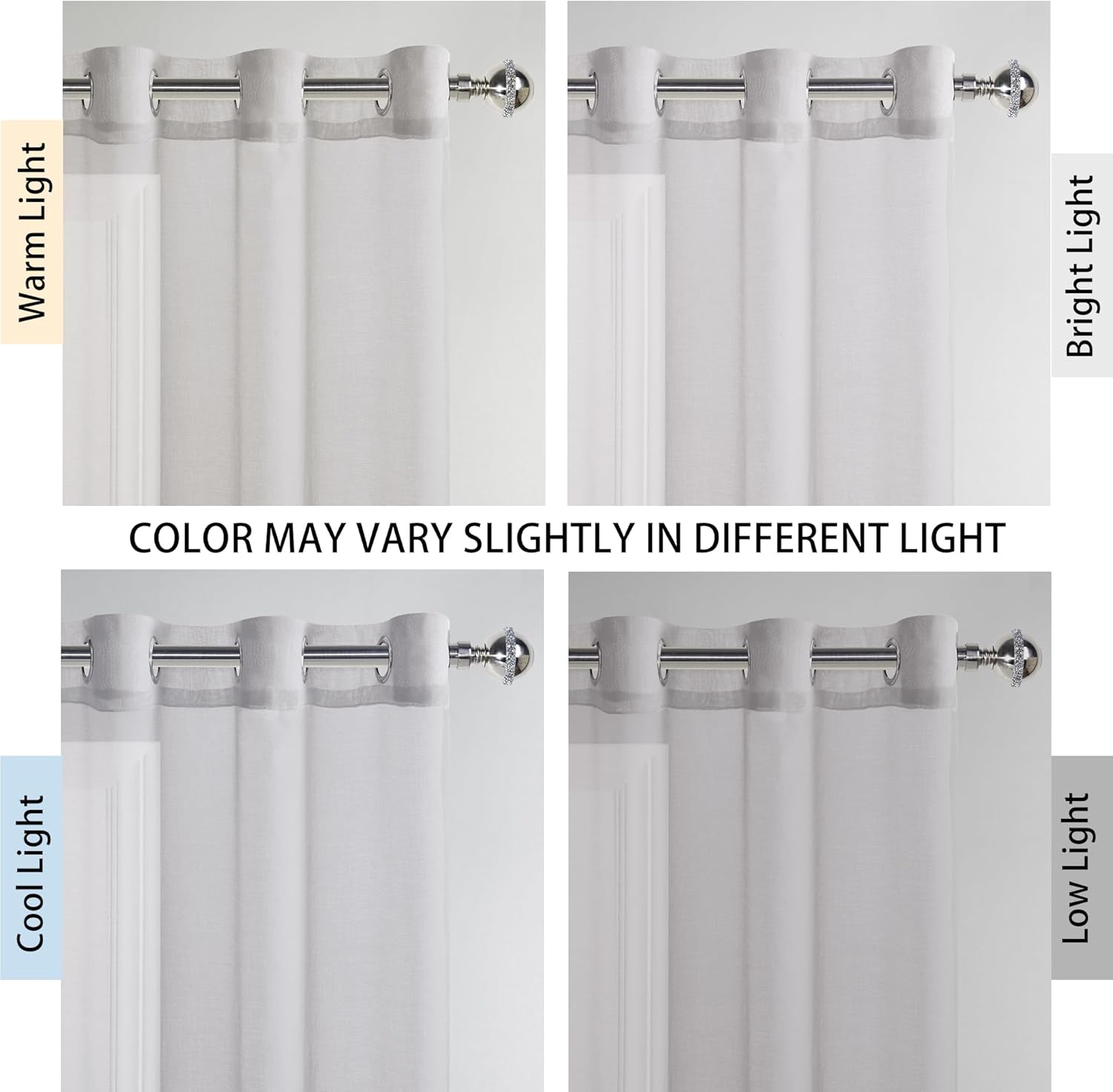 Alternative view of DWCN Grey Ombre Sheer Curtains - Gradient Semi Voile Grommet Top Window Curtains for Bedroom and Living Room, Set of 2 Panels, 52 x 84 Inches Long