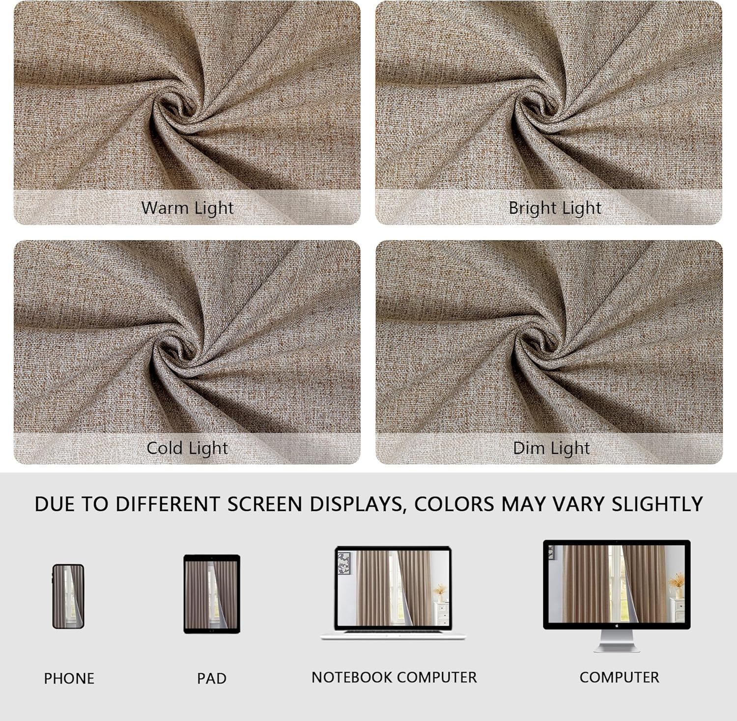 Zyvola 100% Blackout Curtains 84 inch Length 2 Panels Faux Linen Long Drapes for Bedroom Nursery Living Room Black Out Room Darkening Curtain Thermal Insulated Back Tab Rod Pocket(W52 x L84, Beige) - Image 4