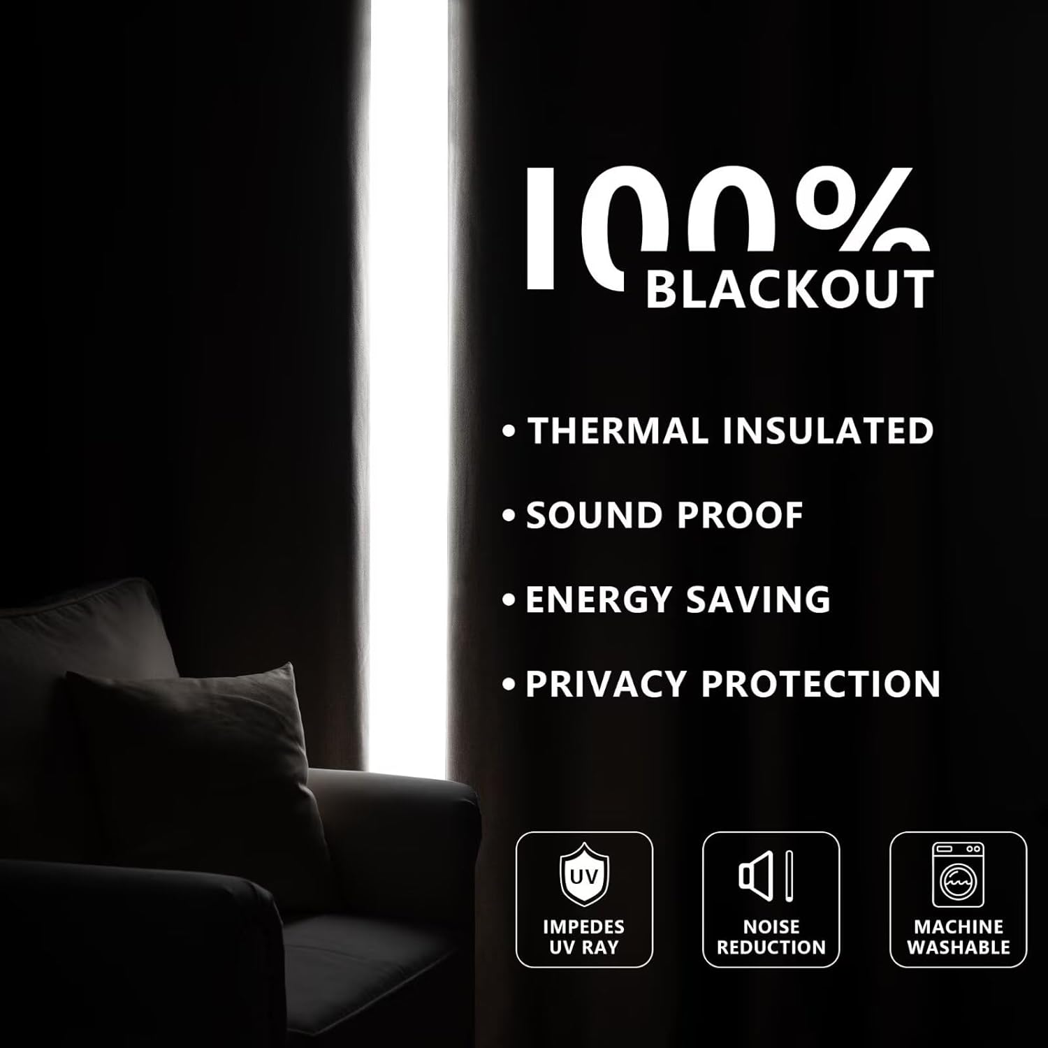 Zyvola 100% Blackout Curtains 84 inch Length 2 Panels Faux Linen Long Drapes for Bedroom Nursery Living Room Black Out Room Darkening Curtain Thermal Insulated Back Tab Rod Pocket(W52 x L84, Beige) - Image 5