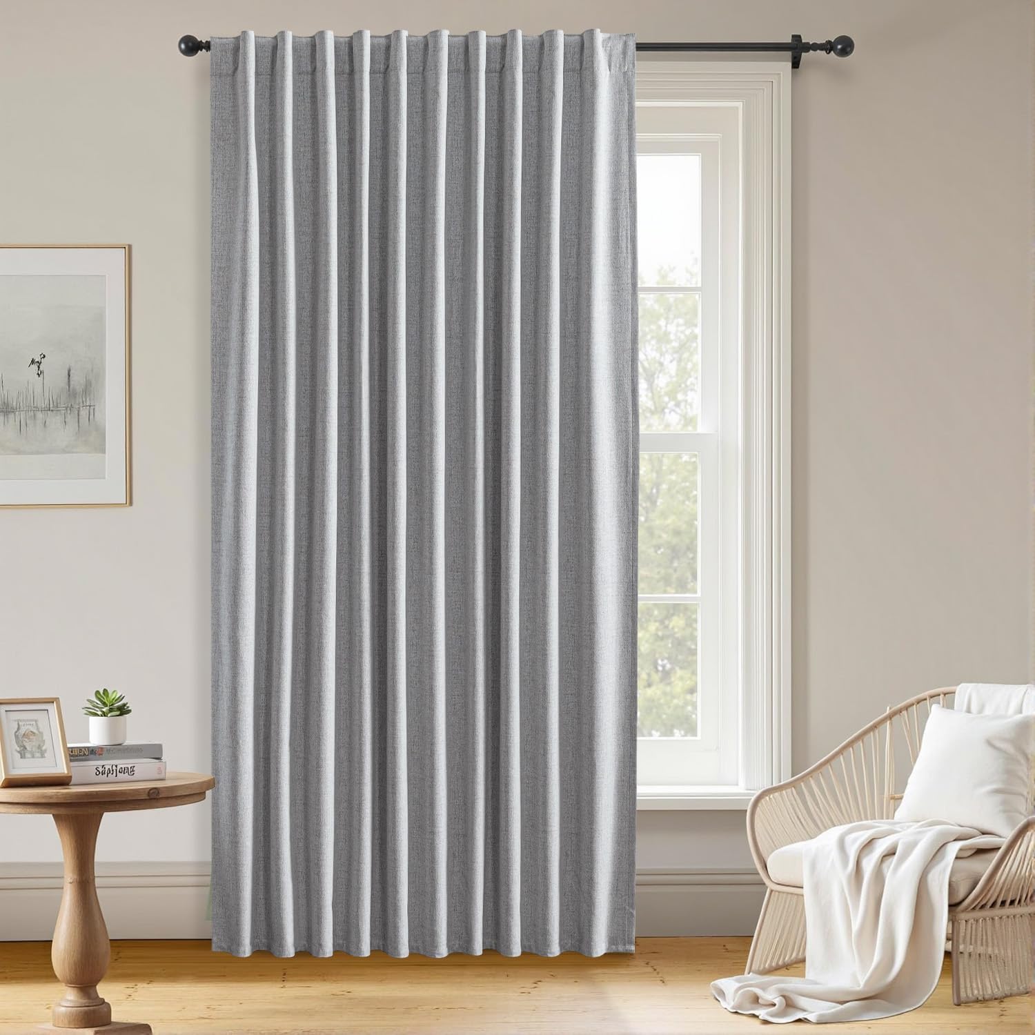 Zyvola 100% Blackout Curtains 84 inch Length 2 Panels Faux Linen Long Drapes for Bedroom Nursery Living Room Black Out Room Darkening Curtain Thermal Insulated Back Tab Rod Pocket(W52 x L84, Beige) - Image 8