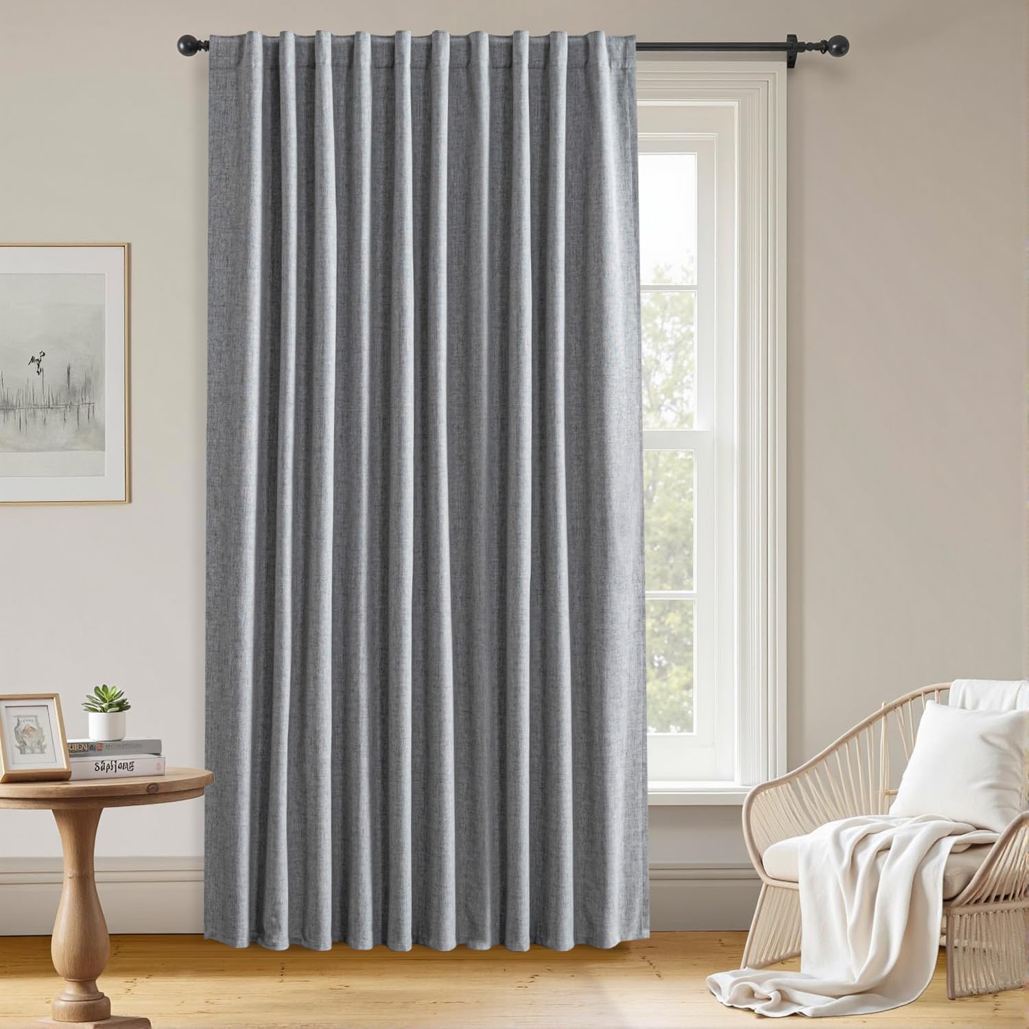 Zyvola 100% Blackout Curtains 84 inch Length 2 Panels Faux Linen Long Drapes for Bedroom Nursery Living Room Black Out Room Darkening Curtain Thermal Insulated Back Tab Rod Pocket(W52 x L84, Beige) - Image 9