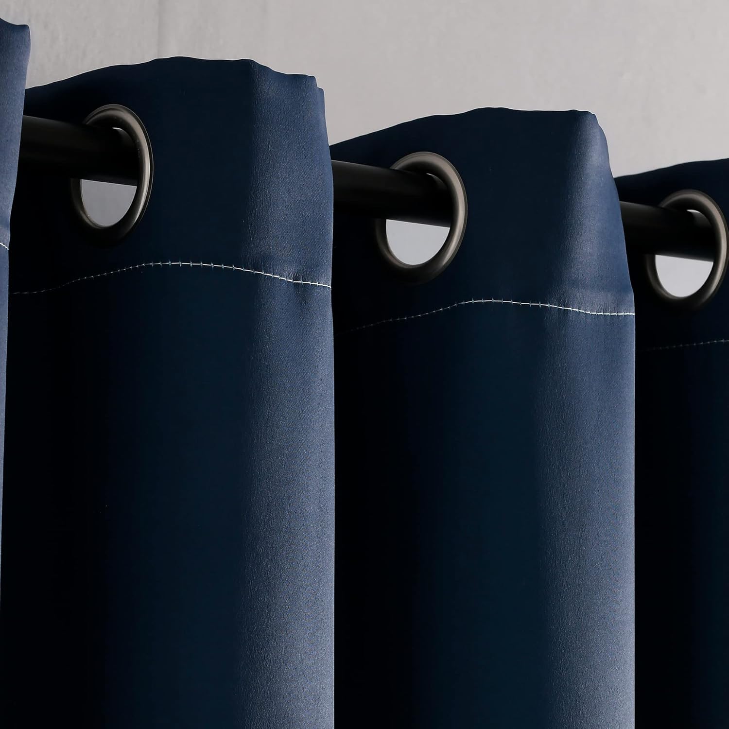 Lush Decor Alexander Color Block Light Filtering Window Curtain Panel Pair, 52"W x 84"L, Navy & Gold