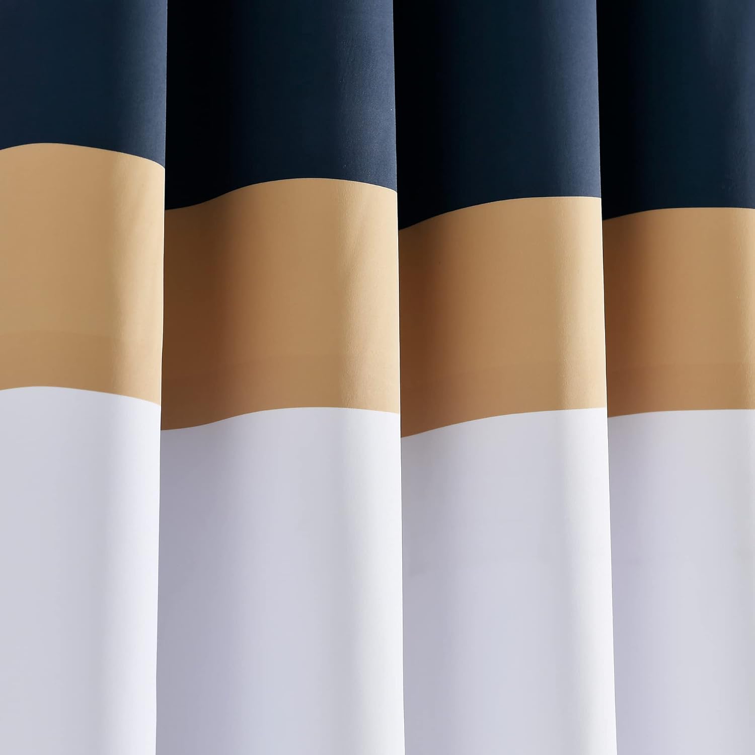 Alternative view of Lush Decor Alexander Color Block Light Filtering Window Curtain Panel Pair, 52"W x 84"L, Navy & Gold