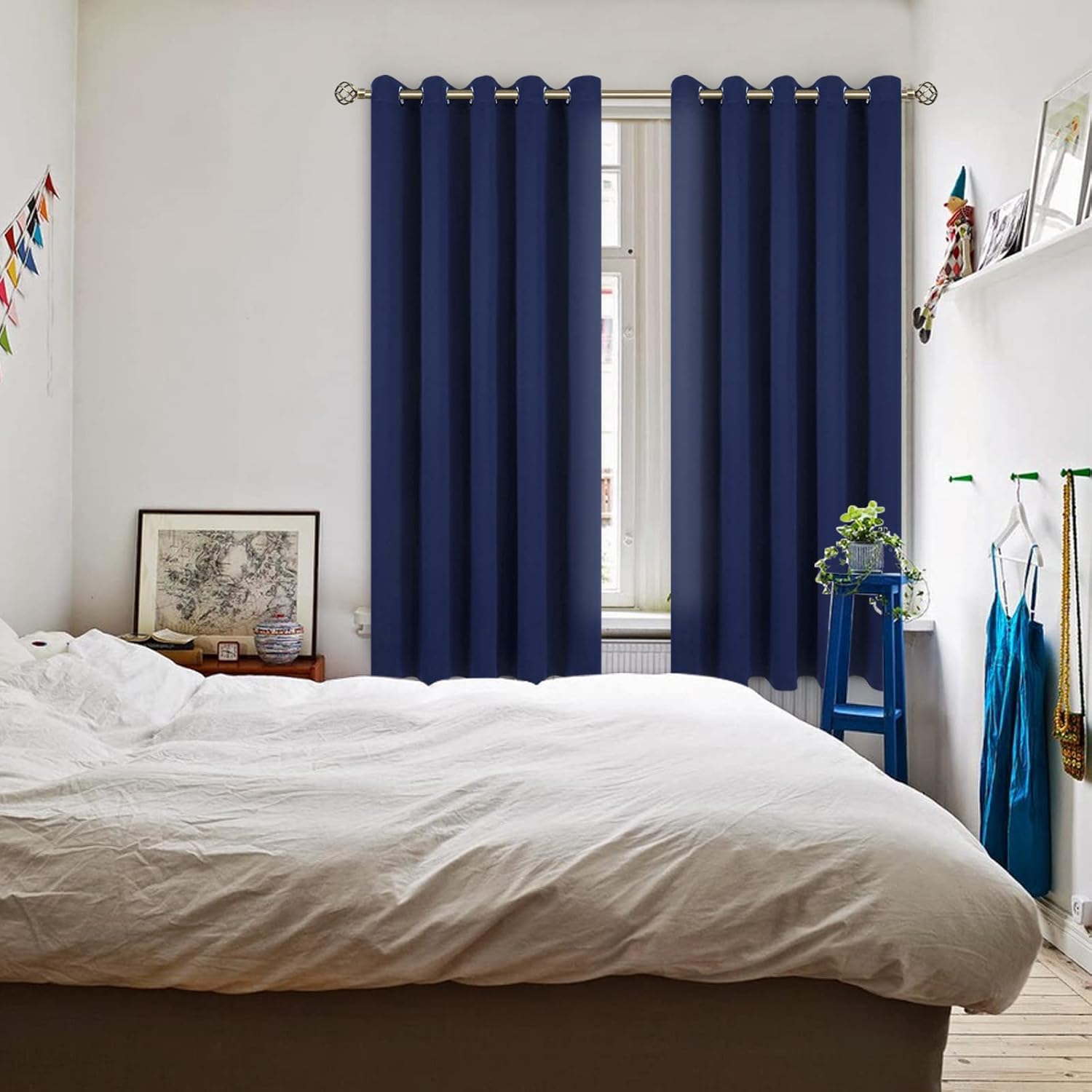 BGment Blackout Curtains for Bedroom - Grommet Thermal Insulated Room Darkening Curtains for Living Room, Set of 2 Panels (70 x 63 Inch, Navy Blue)