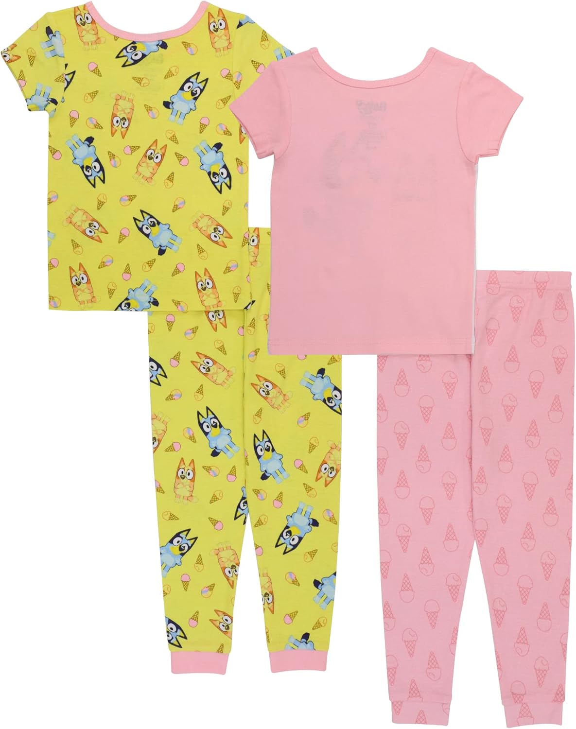 Bluey girls 4-piece Snug-fit Cotton Pajama Set, Soft & Cute for Kids