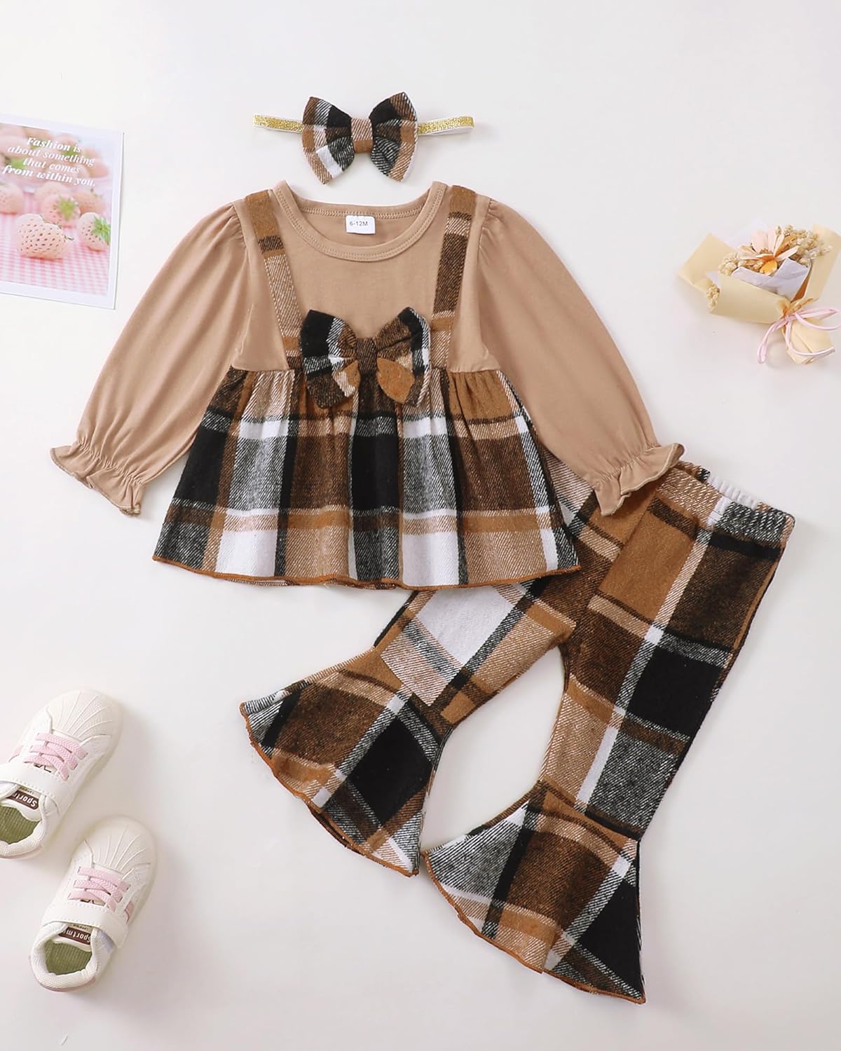 Kucnuzki Toddler Baby Girl Clothes Outfit Long Sleeve Blouse Polo Shirt Top Flare Leggings Pants Two Piece Outfits Set
