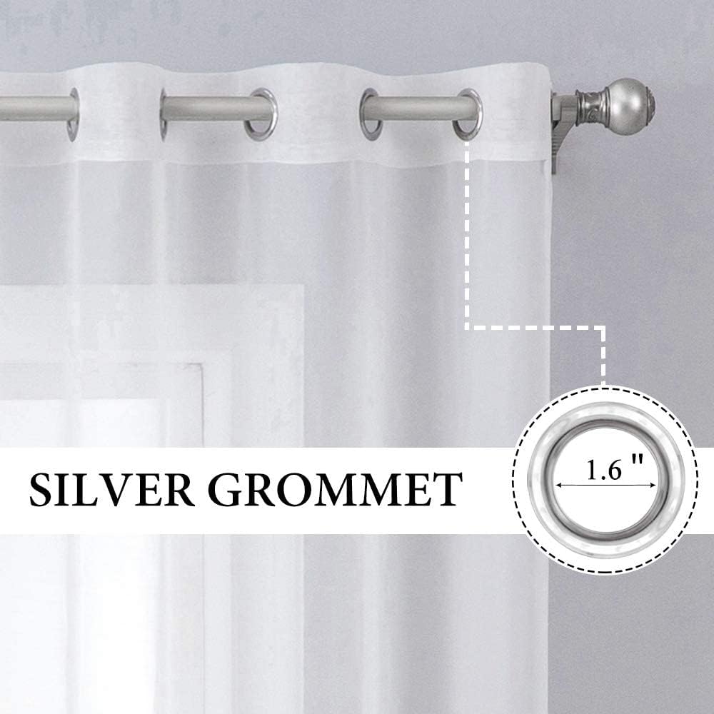 MIULEE Solid Color Sheer Curtains 84 Inches Long 2 Panels Set - Elegant Lightweight Grommet Light Filtering Window Voile Panels/Drapes/Treatment for Bedroom Living Room W42 x L84 Inch, White
