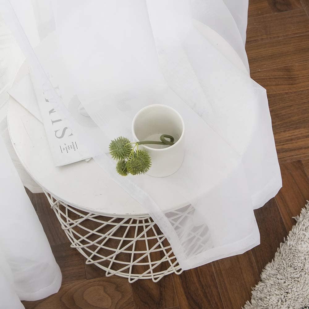 Alternative view of MIULEE Solid Color Sheer Curtains 84 Inches Long 2 Panels Set - Elegant Lightweight Grommet Light Filtering Window Voile Panels/Drapes/Treatment for Bedroom Living Room W42 x L84 Inch, White