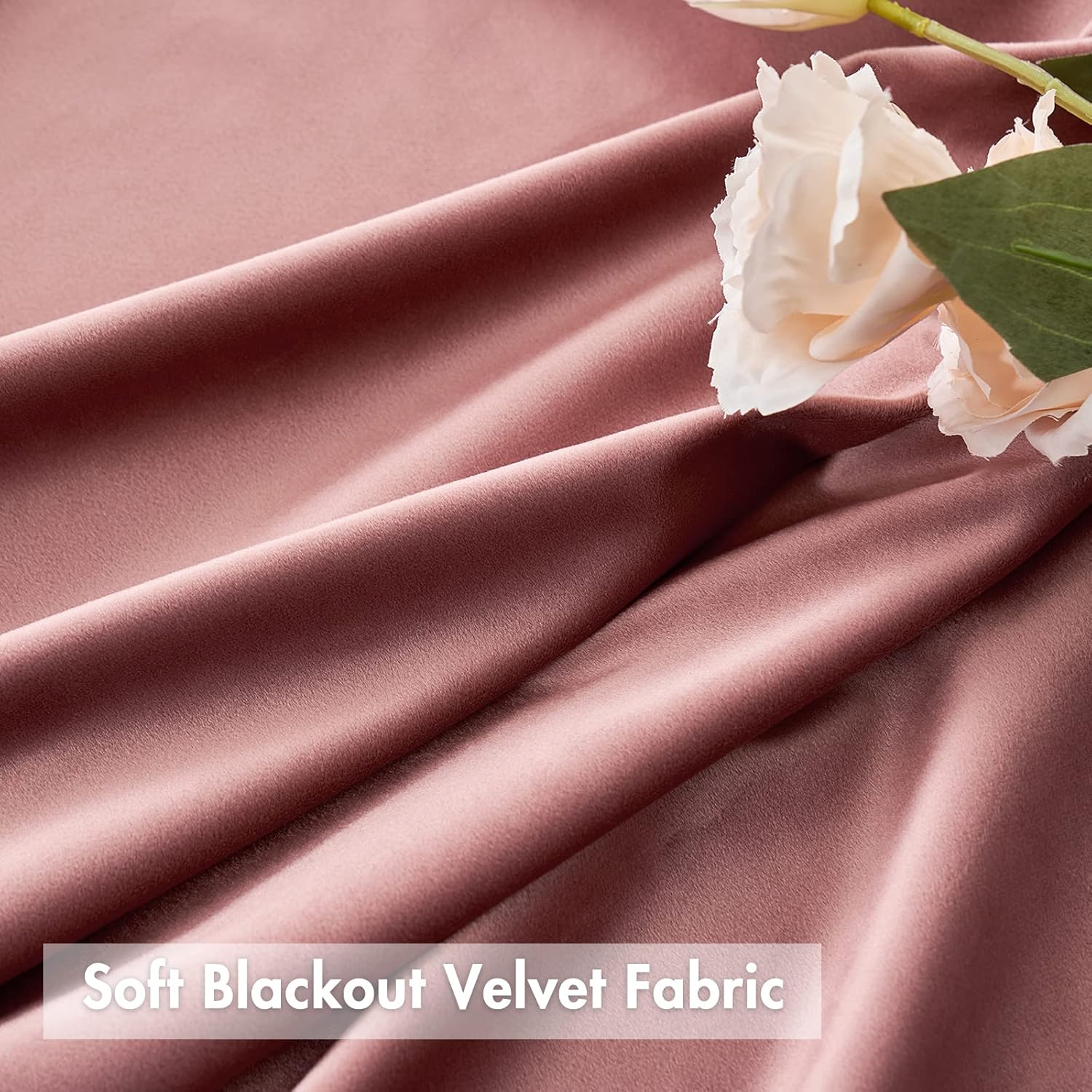 Alternative view of MIULEE Dry Rose Pink Pom Pom Velvet Curtains for Bedroom/Living Room Darkening Thermal Insulating 84 Inches Long Blackout Curtains with Rod Pocket for Girls Room/Nursery/Home Theater Set of 2