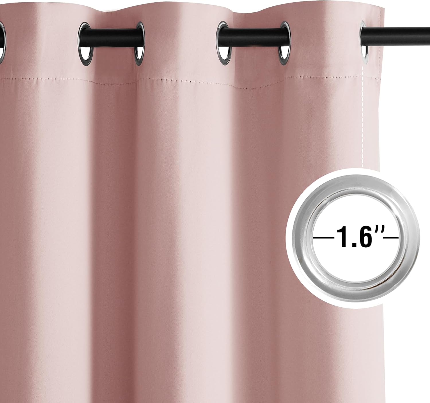 NICETOWN Blush Pink Room Darkening Curtains 63 Inches Long 2 Panels for Girls Room, Bedroom, Nursery Thermal Insulated Blackout Drapes Solid Grommet Noise Reducing Window Curtains, W40