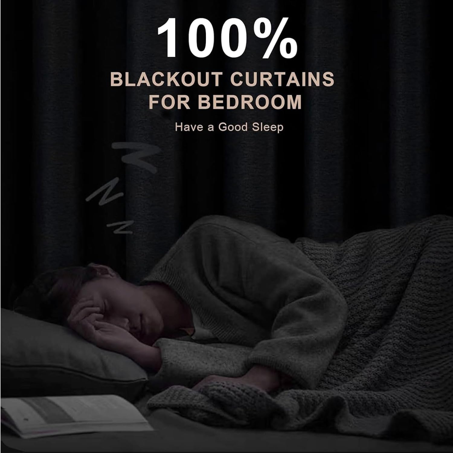 INOVADAY 100% Blackout Curtains 84 Inches Long 2 Panels Set, Back Tab/Rod Pocket Linen Blackout Curtains for Bedroom, Thermal Insulated Window Drapes - Cream, W50 X L84