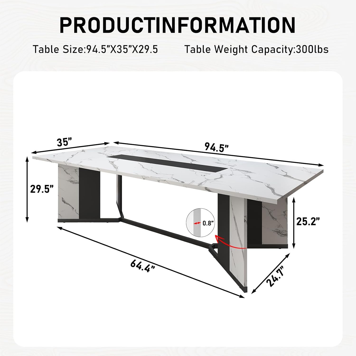 Hlivelood 94Inch Dining Table for 10 People,Modern Large Rectangular Kitchen Table W/Waterproof Wood Tabletop,Long Dining Room Tables W/Adjustable Legs&Metal Frame for Kitchen Living Room?White?