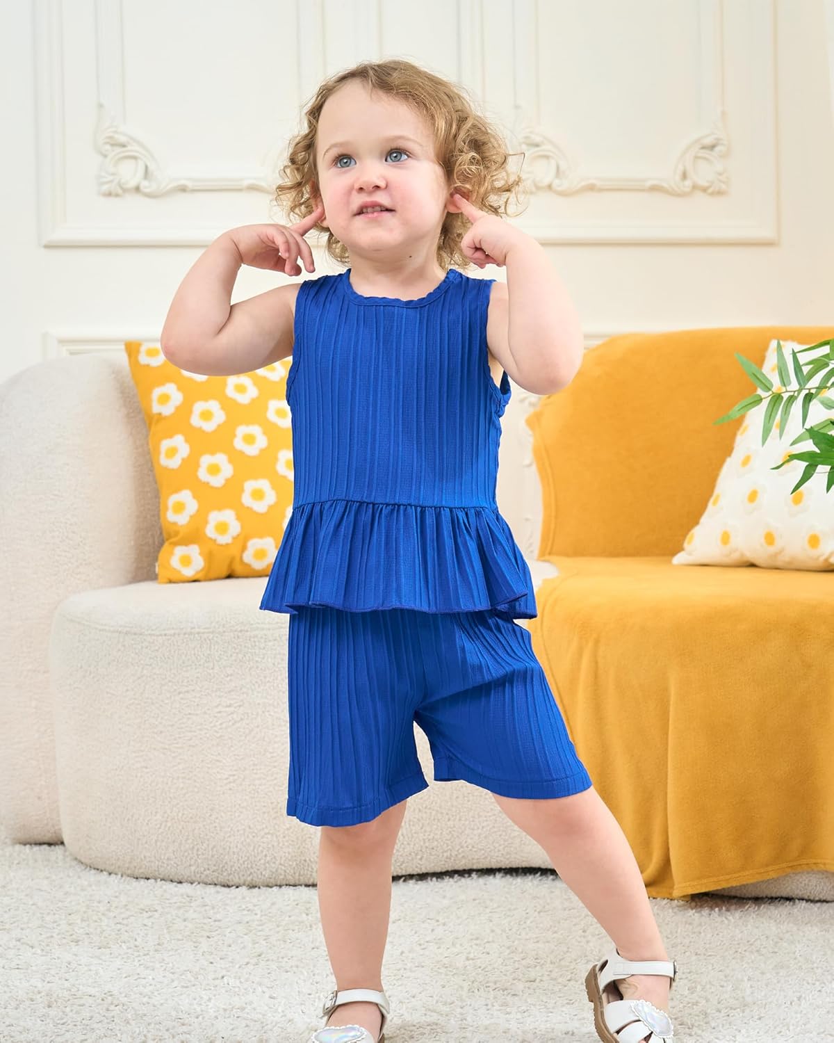 Weebaby Baby Clothes Girl Toddler Summer Outfits Infant Casual Sleeveless Halter Ruffle Tank Cute Short Set Baby Clothing