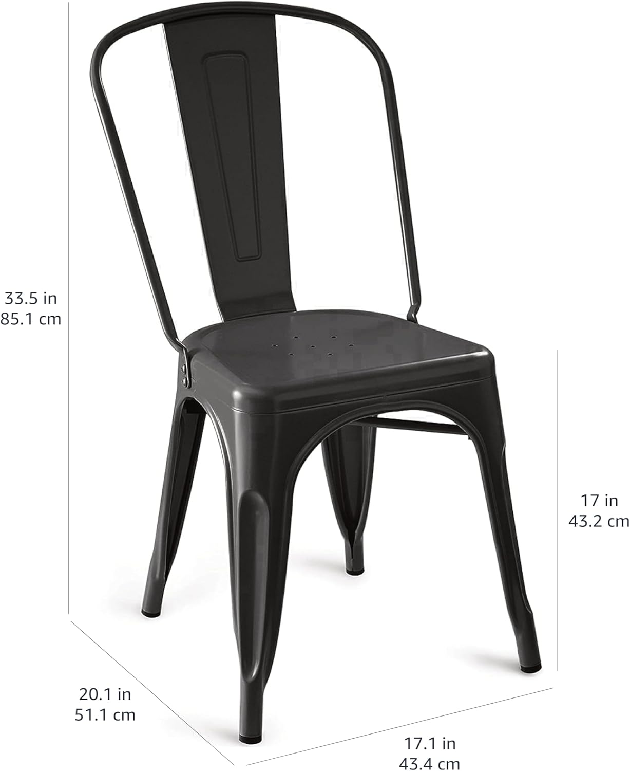 Alternative view of Amazon Basics Metal Dining Chairs, Matte Black, 1 Count (Pack of 4)