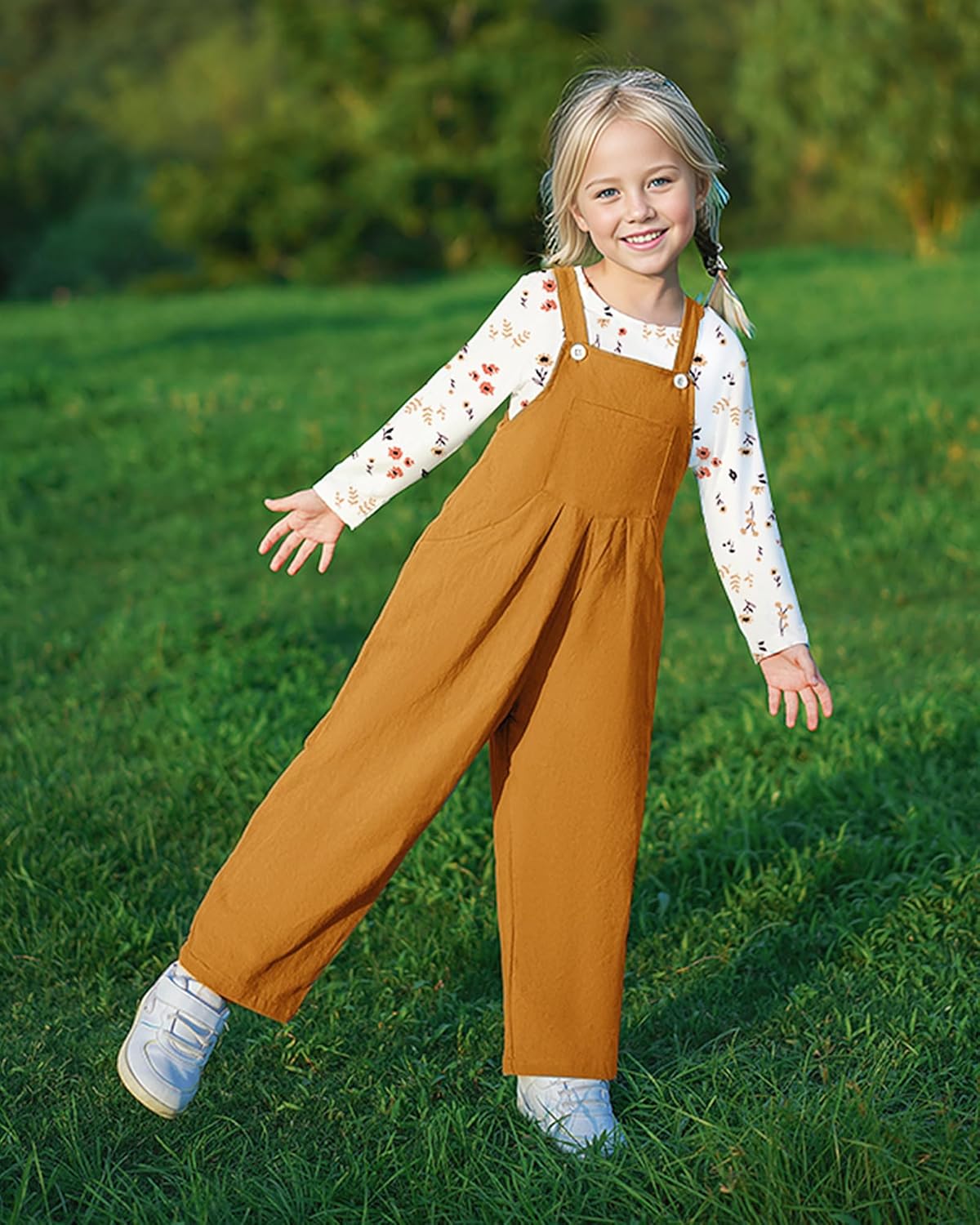 Alternative view of ZOEREA Toddler Girl Clothes 1-5T Baby Girl Outfits Fall Winter Stripe Floral Long Sleeve Top+Bib Overall Pants 2Pcs Clothing