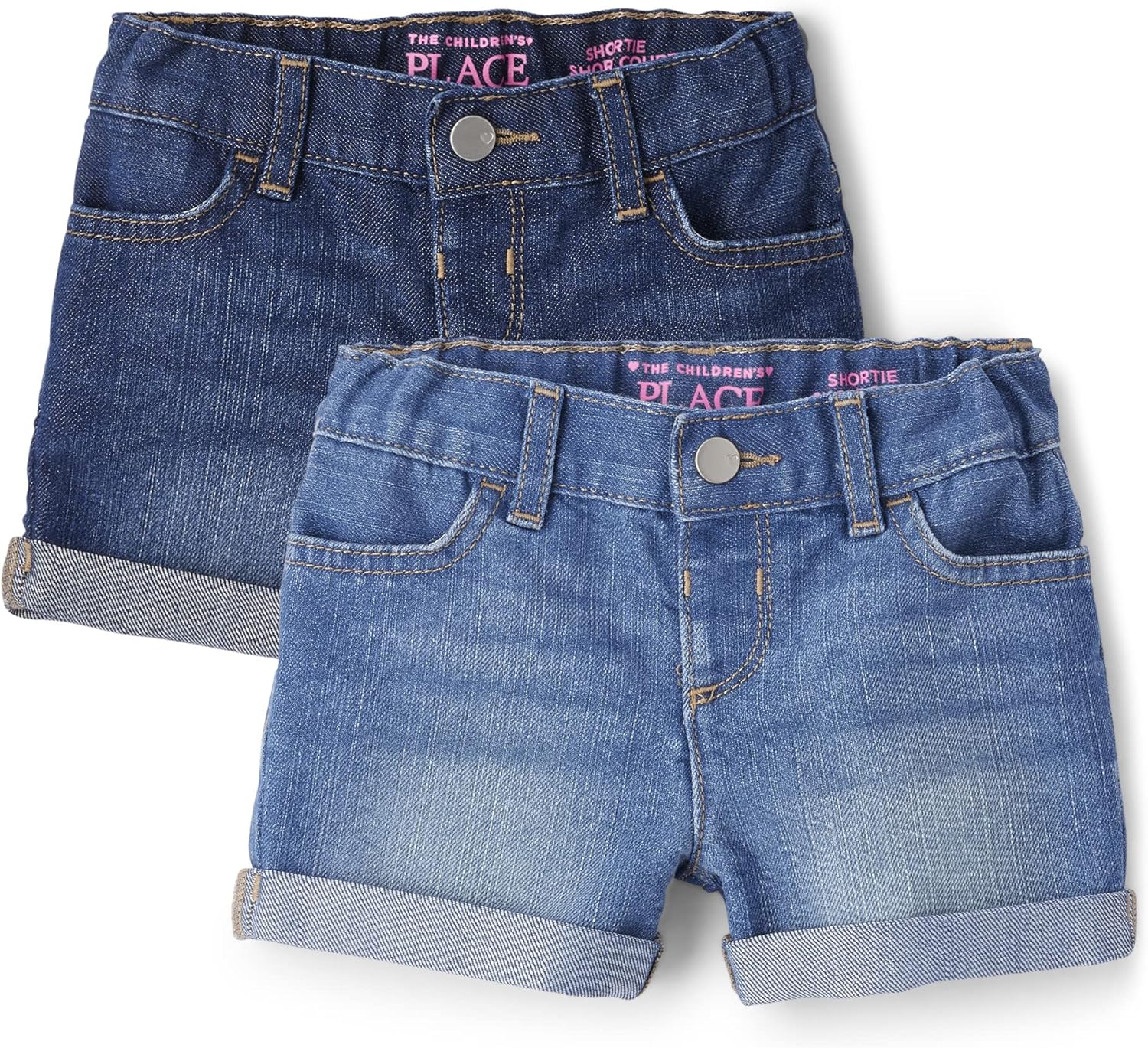 Alternative view of The Children's Place Baby Toddler Girls Denim Shortie Shorts 3 Pack
