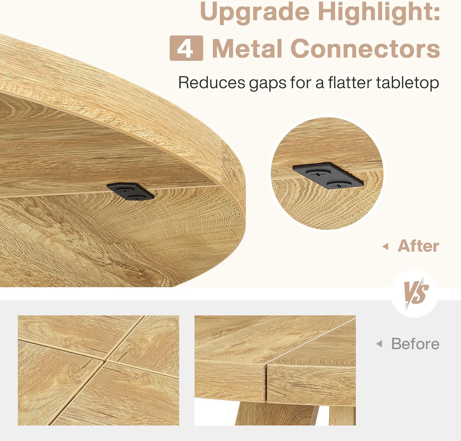 Alternative view of Tribesigns 47 inch Round Dining Table Wood Kitchen Table for Dining Room, 47" Dinner Room Tables for 4-6, Farmhouse Accent Furniture with Wooden Tabletop and Cross Base, Light Wood