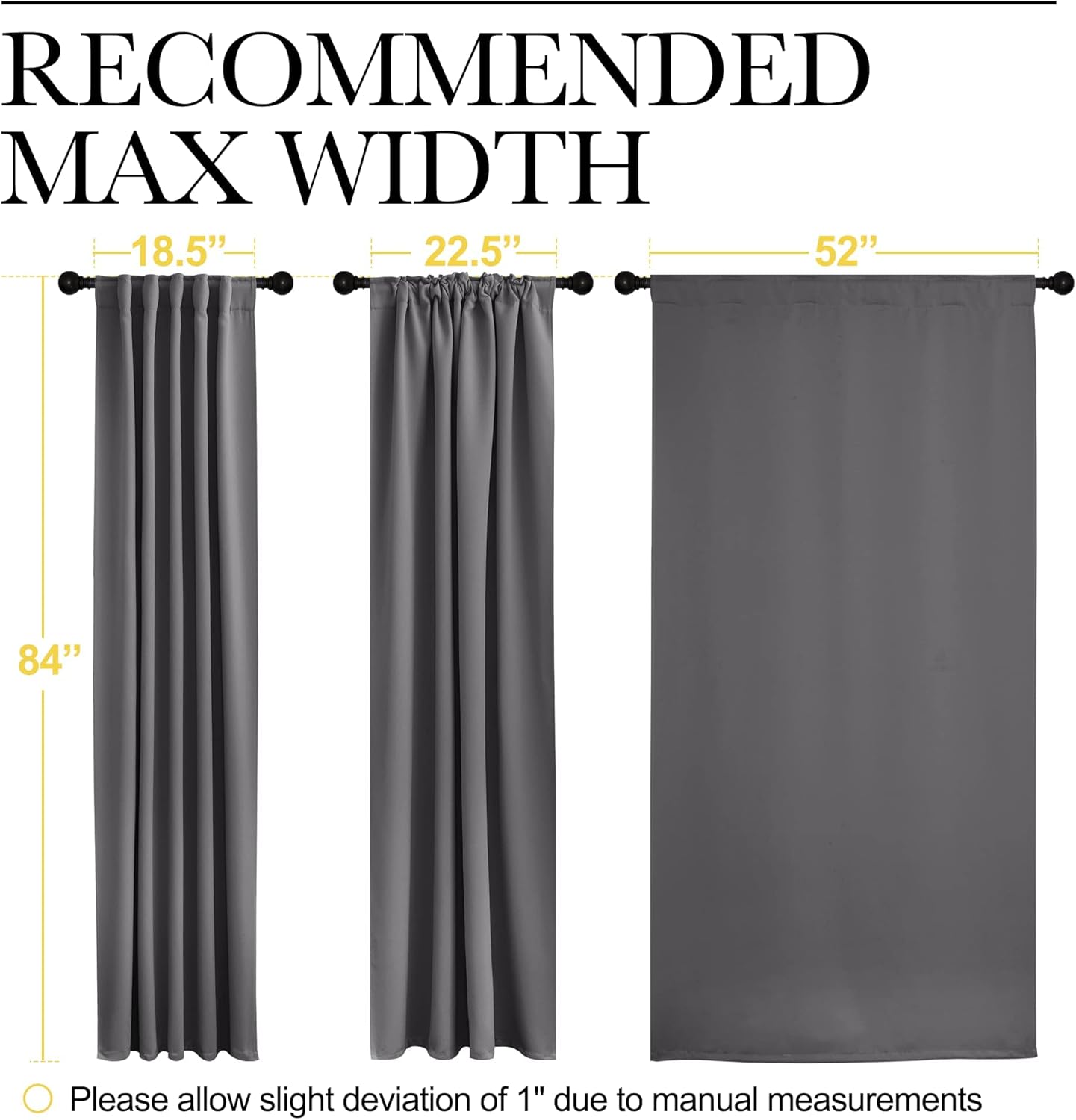 NICETOWN Light Reducing Curtain Panels Window Draperies - (Grey Color) 52x84 inch, 2 Pieces, Insulating Room Darkening Drapes for Bedroom