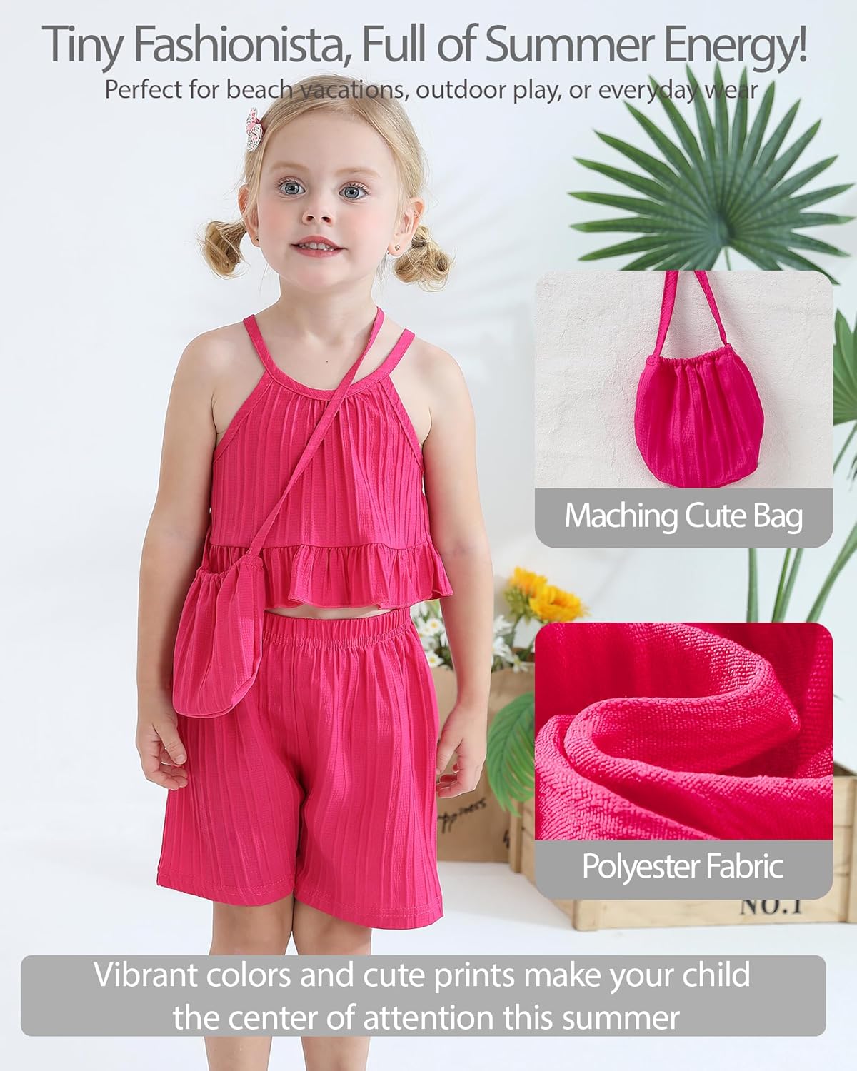 Alternative view of Weebaby Toddler Girl Clothes Baby Summer Outfits Sleeveless Halter Top Ruffle Short Set Cute Kids Clothes Girls