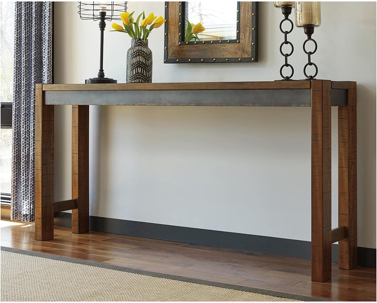 Signature Design by Ashley Furniture Torjin Long Counter Height Table, Seats up to 3, Wood, 72.13" W x 16" D x 36" H, 2-tone Brown