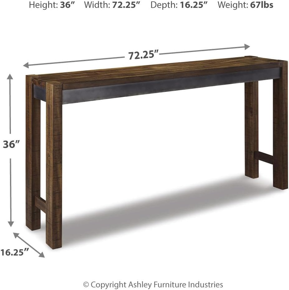 Alternative view of Signature Design by Ashley Furniture Torjin Long Counter Height Table, Seats up to 3, Wood, 72.13" W x 16" D x 36" H, 2-tone Brown