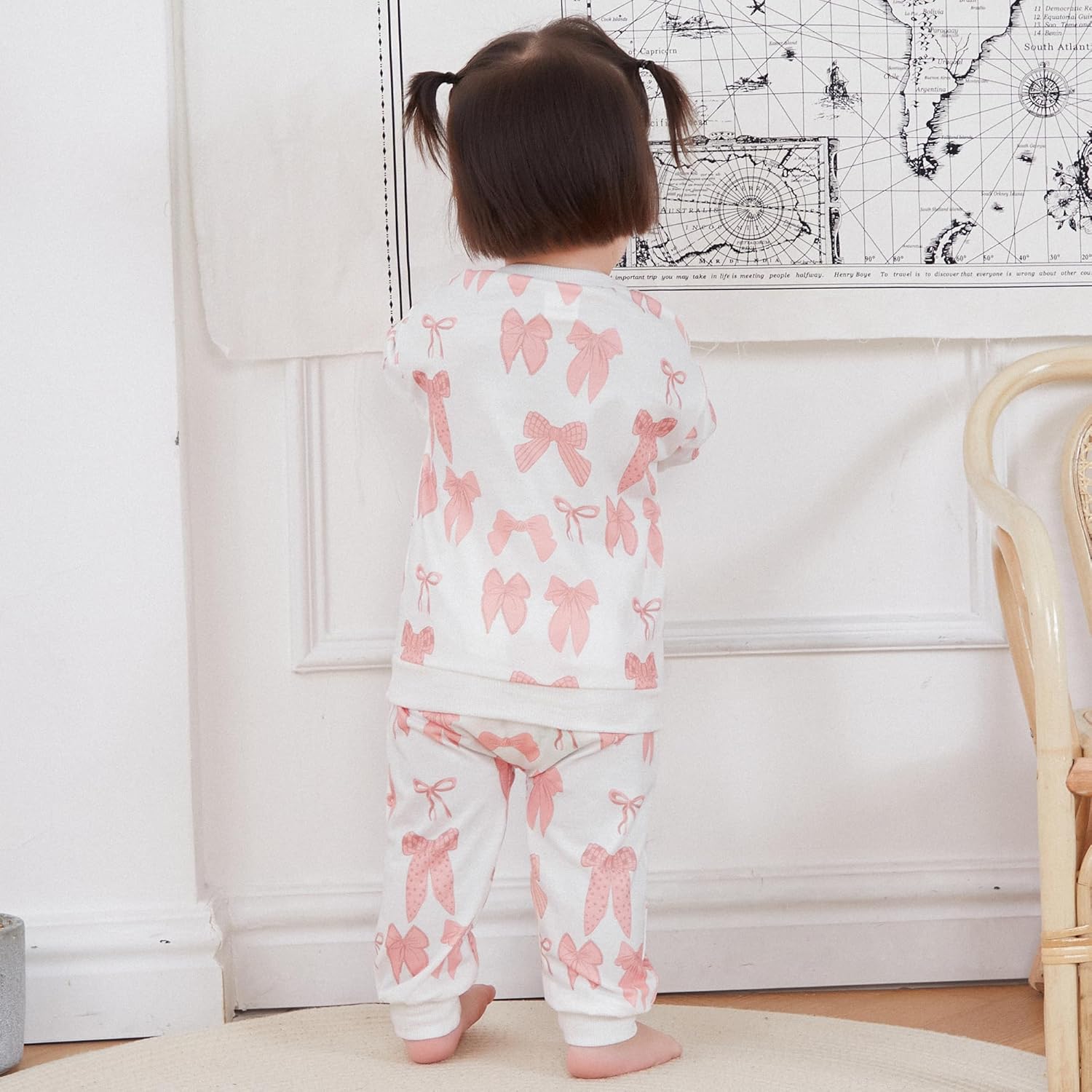 Alternative view of PUHHAPIEY Baby Girl Fall Winter Outfits Toddler Clothes Long Sleeve Floral Graphic Crewneck Sweatshirt + Joggers Pants Set