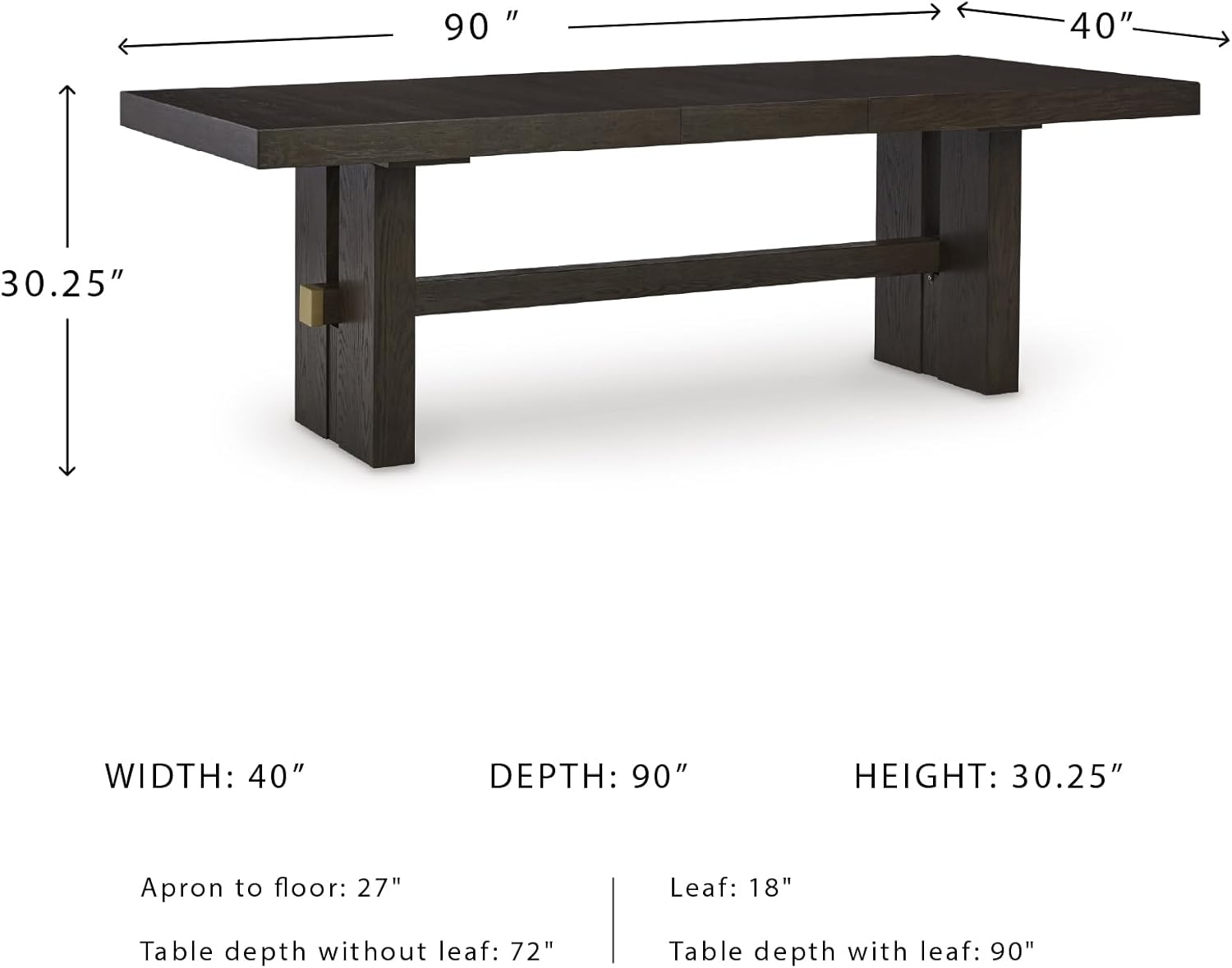 Alternative view of Signature Design by Ashley Burkhaus Rectangle Dining Room Extension Table, Removable Center Leaf, Seats up to 8, Wood, 40" W x 90" D x 30.25" H, Dark Brown