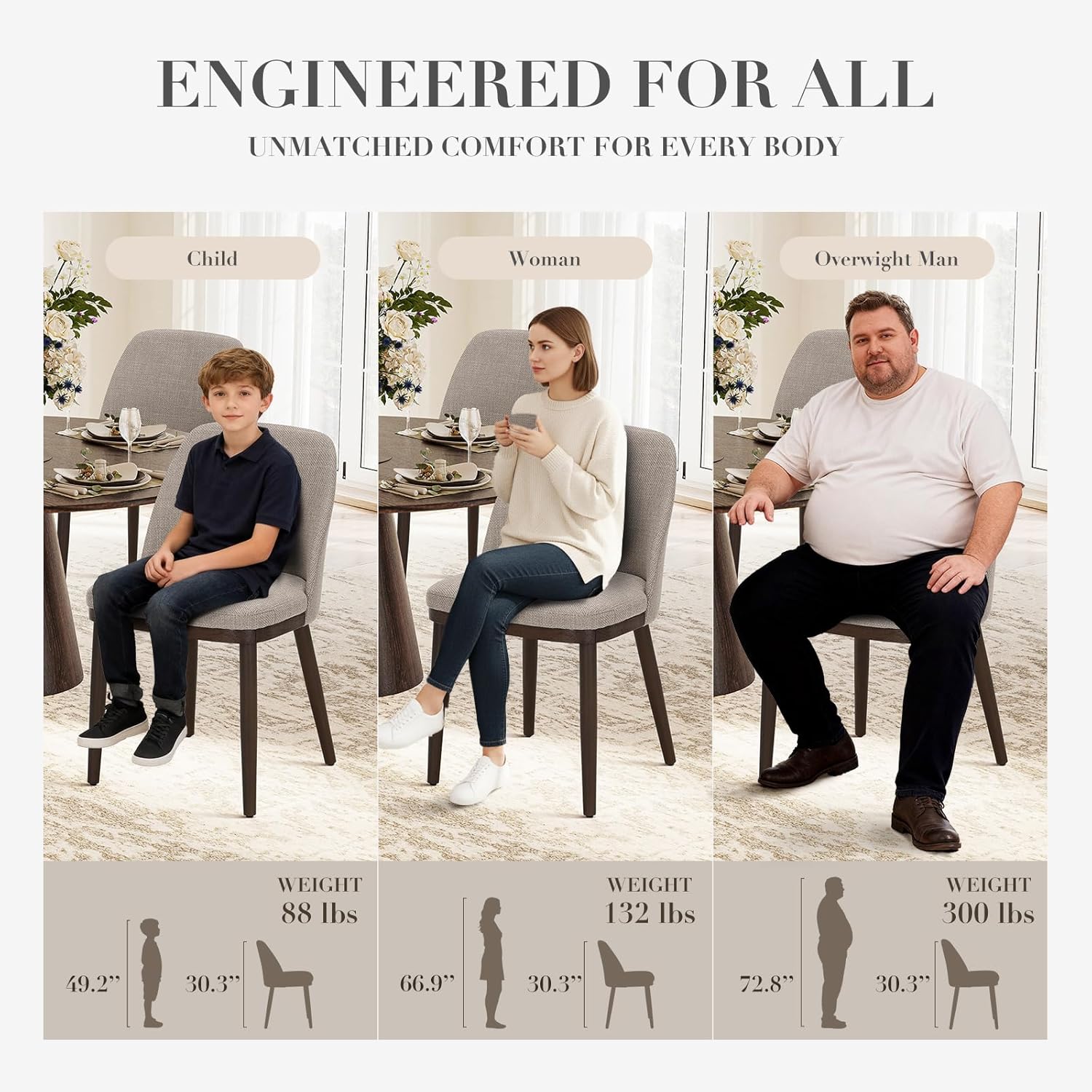 Alternative view of COLAMY Upholstered Dining Chairs Set of 6, Modern Kitchen Chairs with Back, Fabric Side Dining Room Chairs with Wood Legs for Kitchen Dining Room Restaurant, Camel