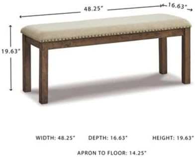 Alternative view of Signature Design by Ashley Moriville Casual Rustic Upholstered Dining Bench, Grey & Brown
